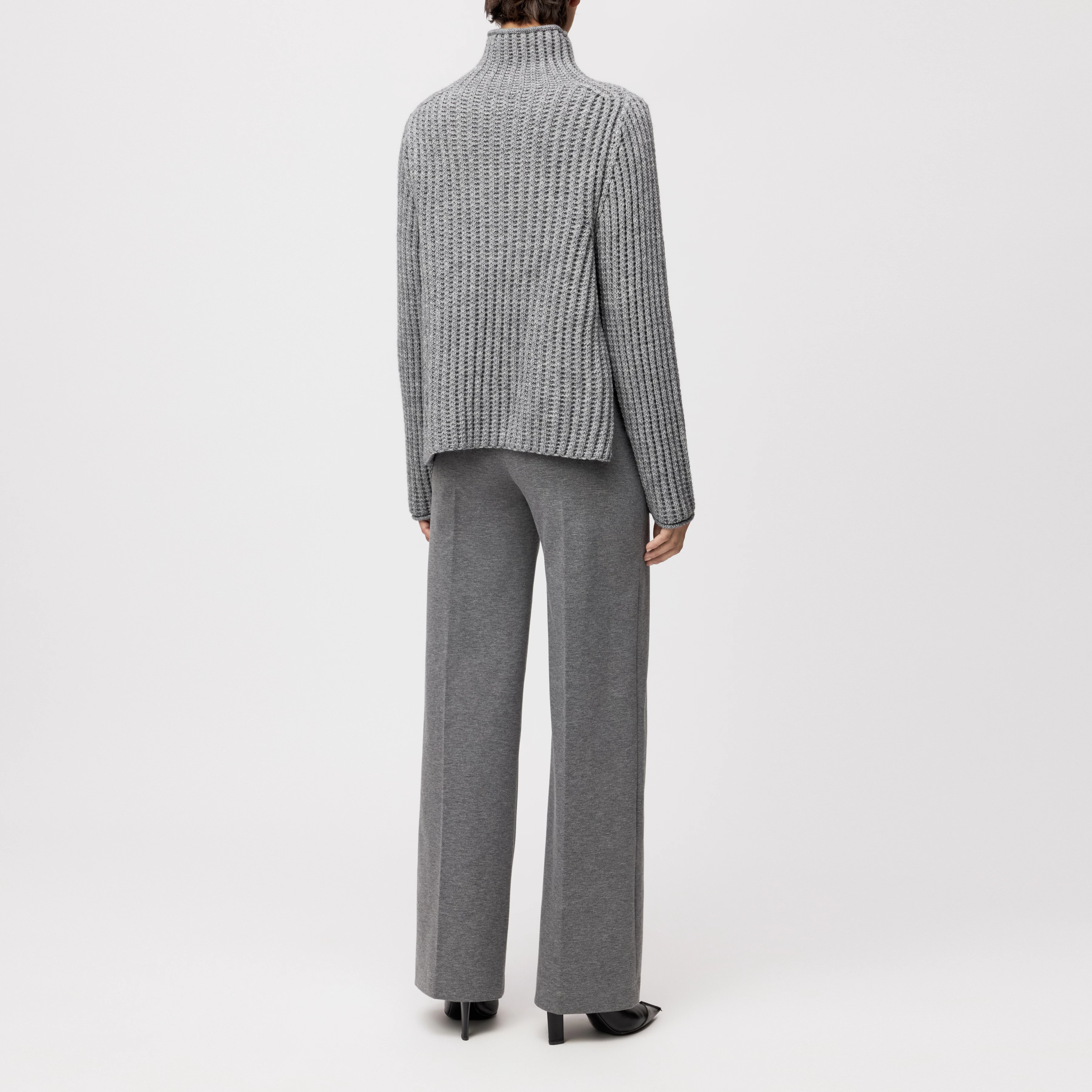 VARISA - Turtleneck jumper in wool and alpaca blend - women - grey - Rückansicht