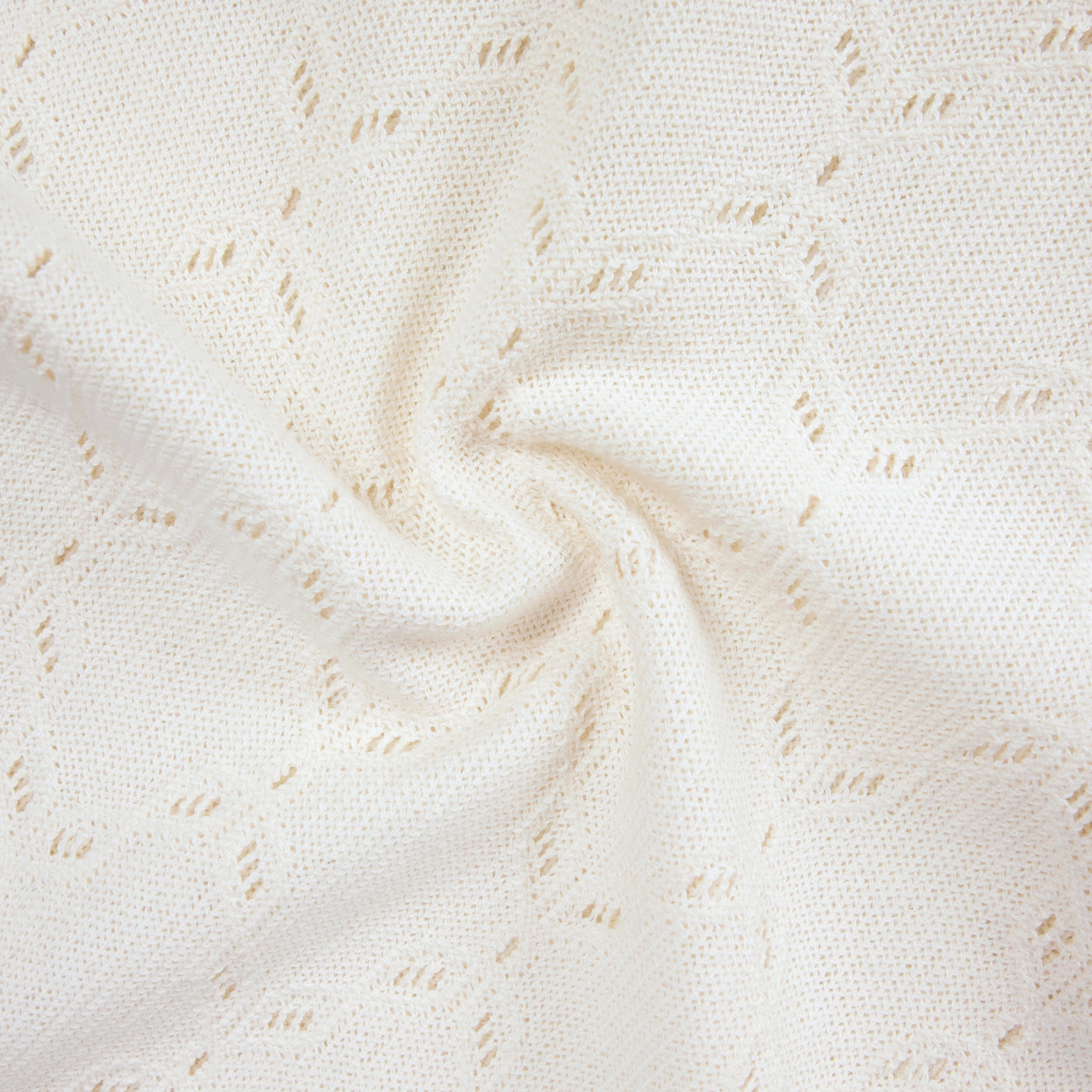FARIDA - Slim Fit Cotton Blend Top with Embroidered Finishes - women - off white - Materialbild (B2C)
