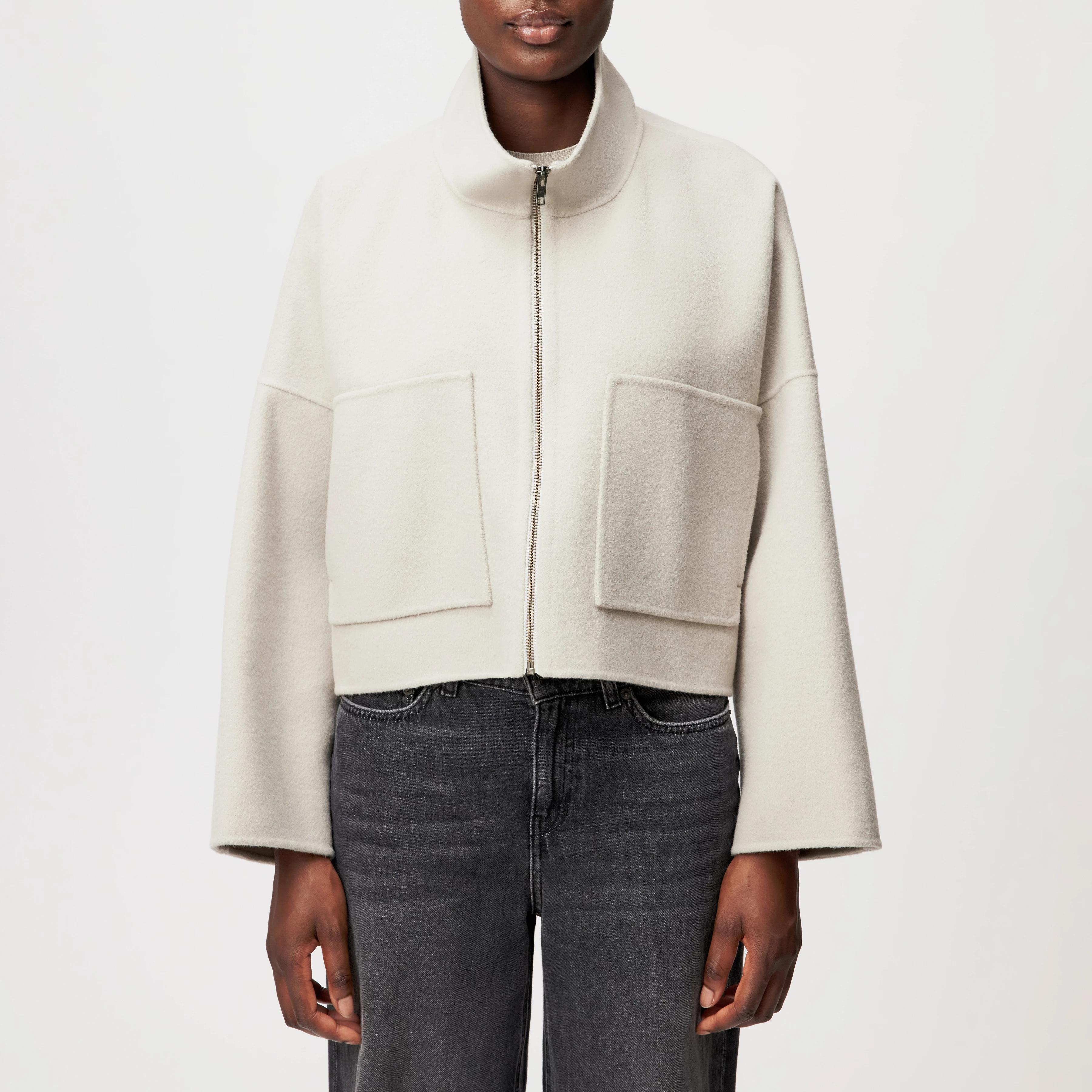 ELSTOW_1 - Oversized Jacke in Doubleface - Damen - beige - Frontansicht