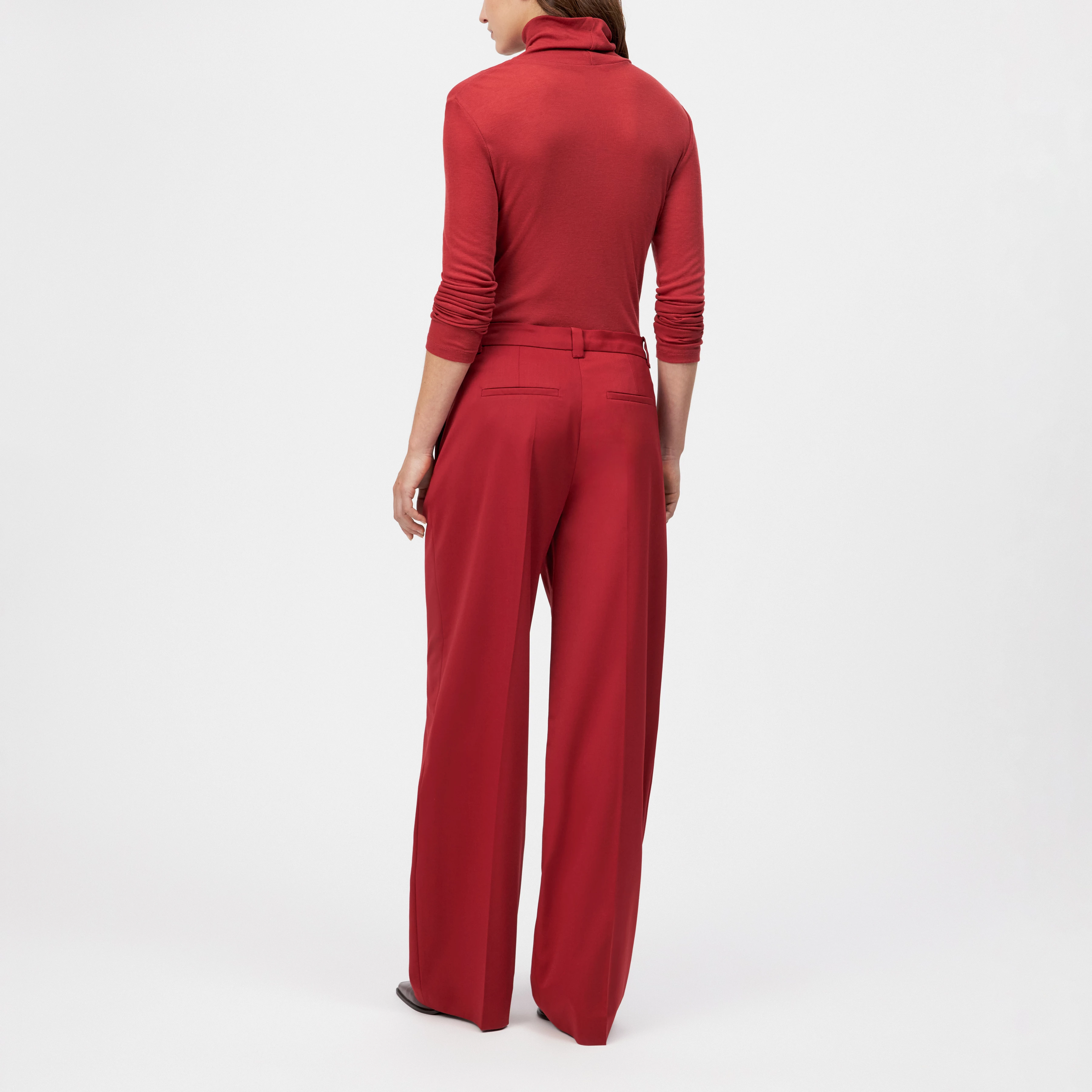 ADUCT - Tailored straight-leg trousers in wool blend - women - red - Rückansicht