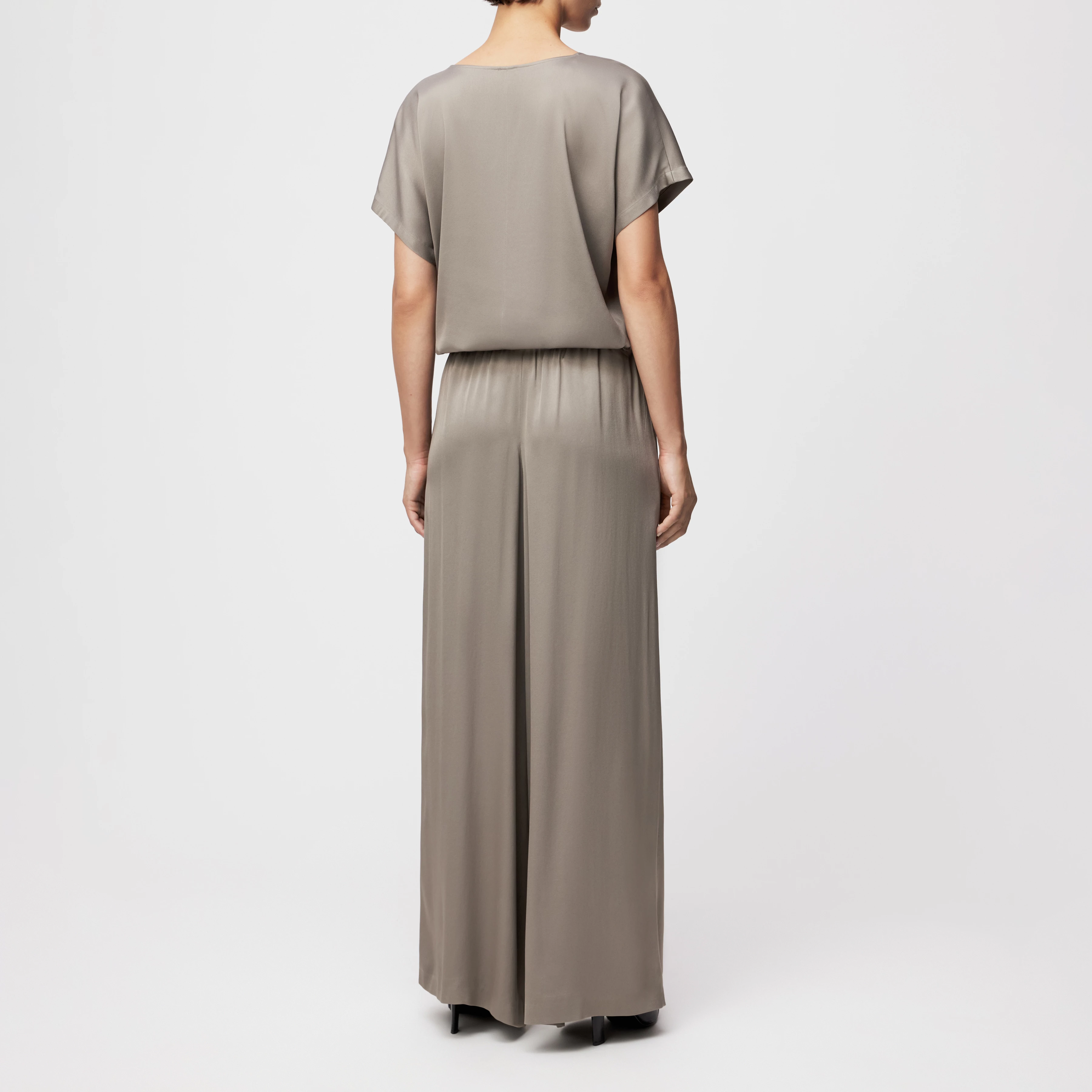 TWEEZER - Wide trousers in satin - women - beige - Rückansicht