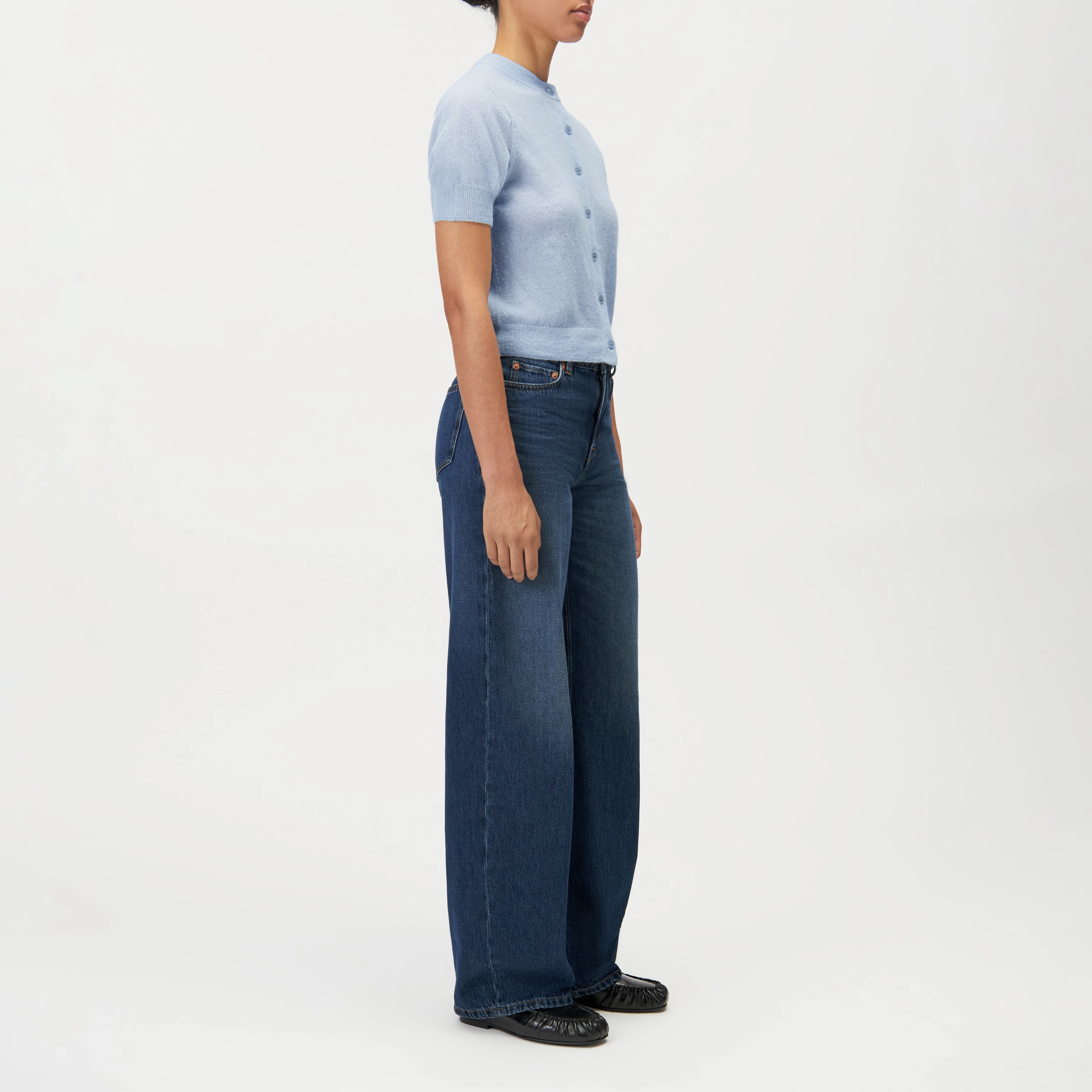 DARYANI - Alpaca-blend cropped cardigan - women - blue - Seitenansicht