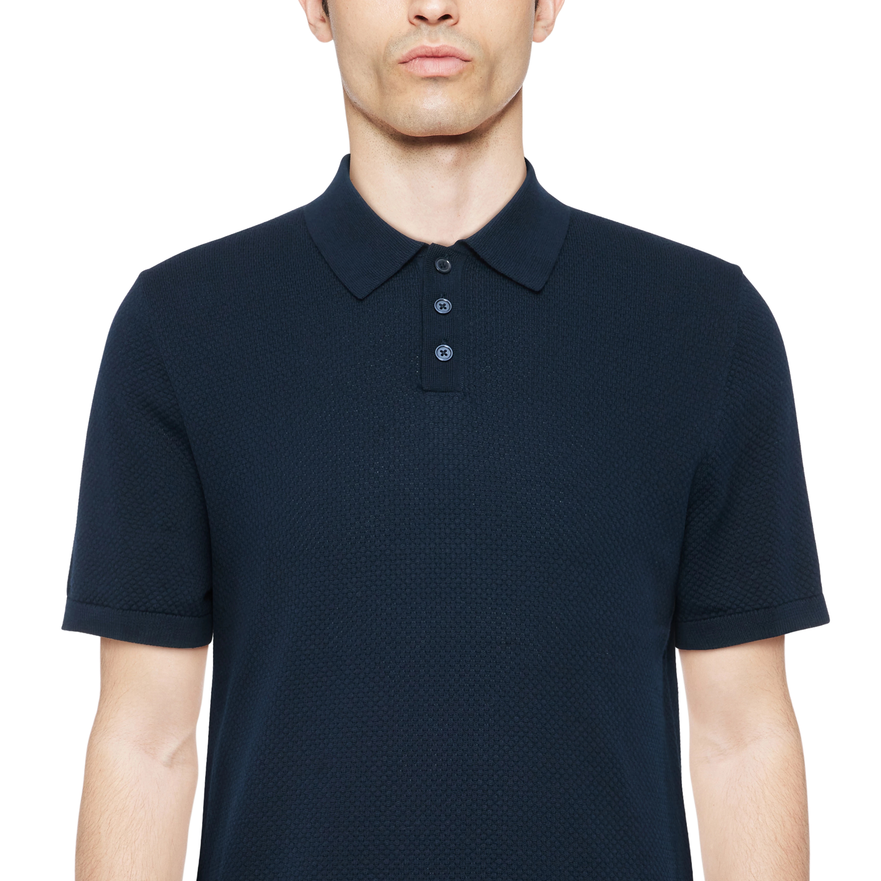 TRITON - Polo-Shirt in Baumwolle - Herren - blau - Detailansicht am Model