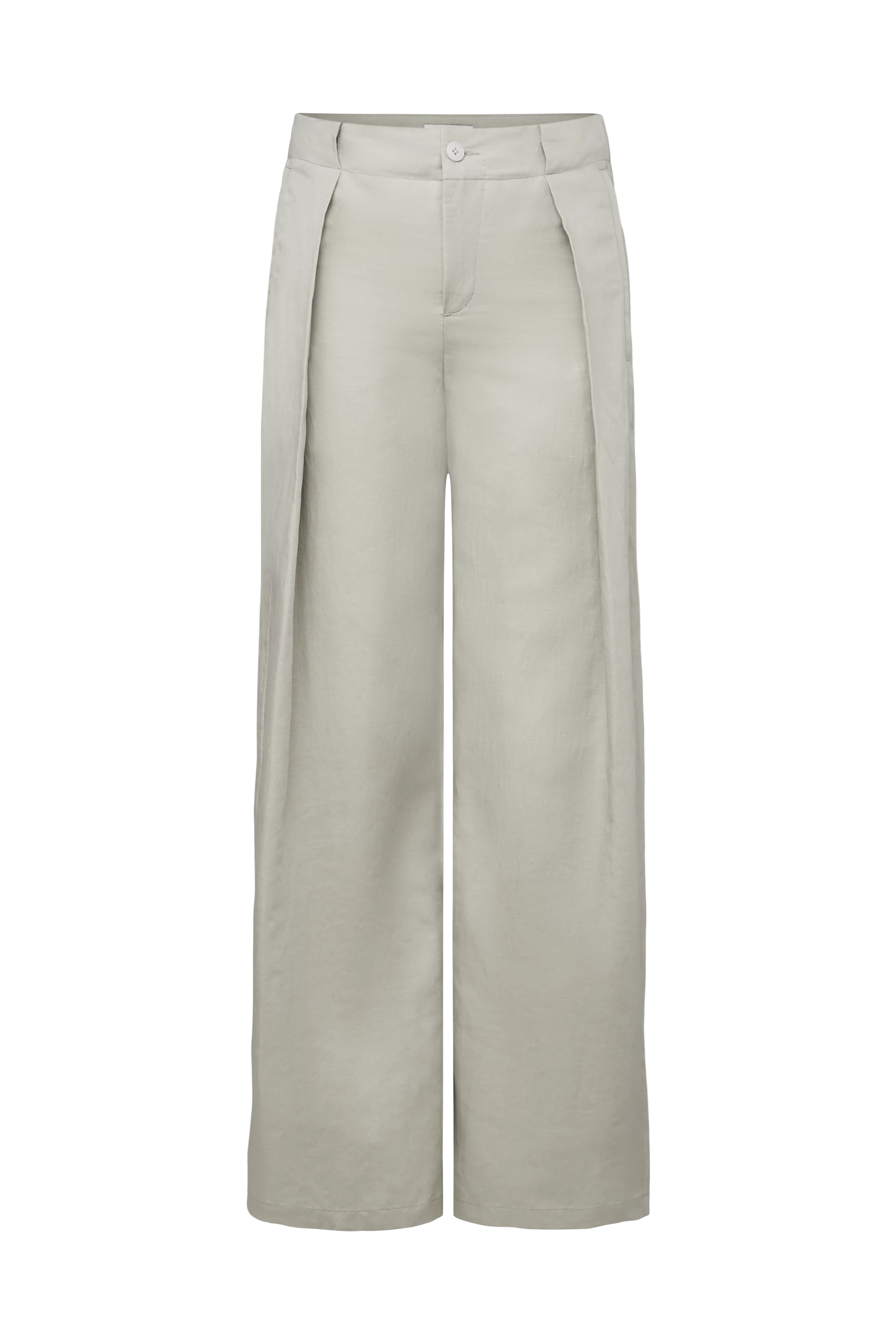 THREW - Pantalon sur mesure pli creux en mélange chanvre-coton - women - vert - Freisteller Frontansicht