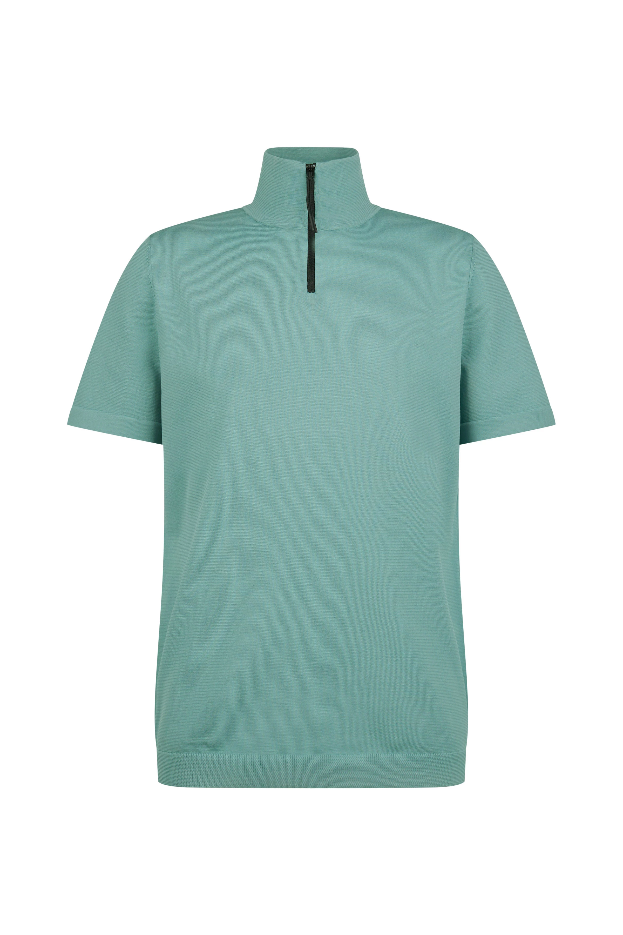 LEANDER_ROSE - half zip polo - men - green - Freisteller Frontansicht