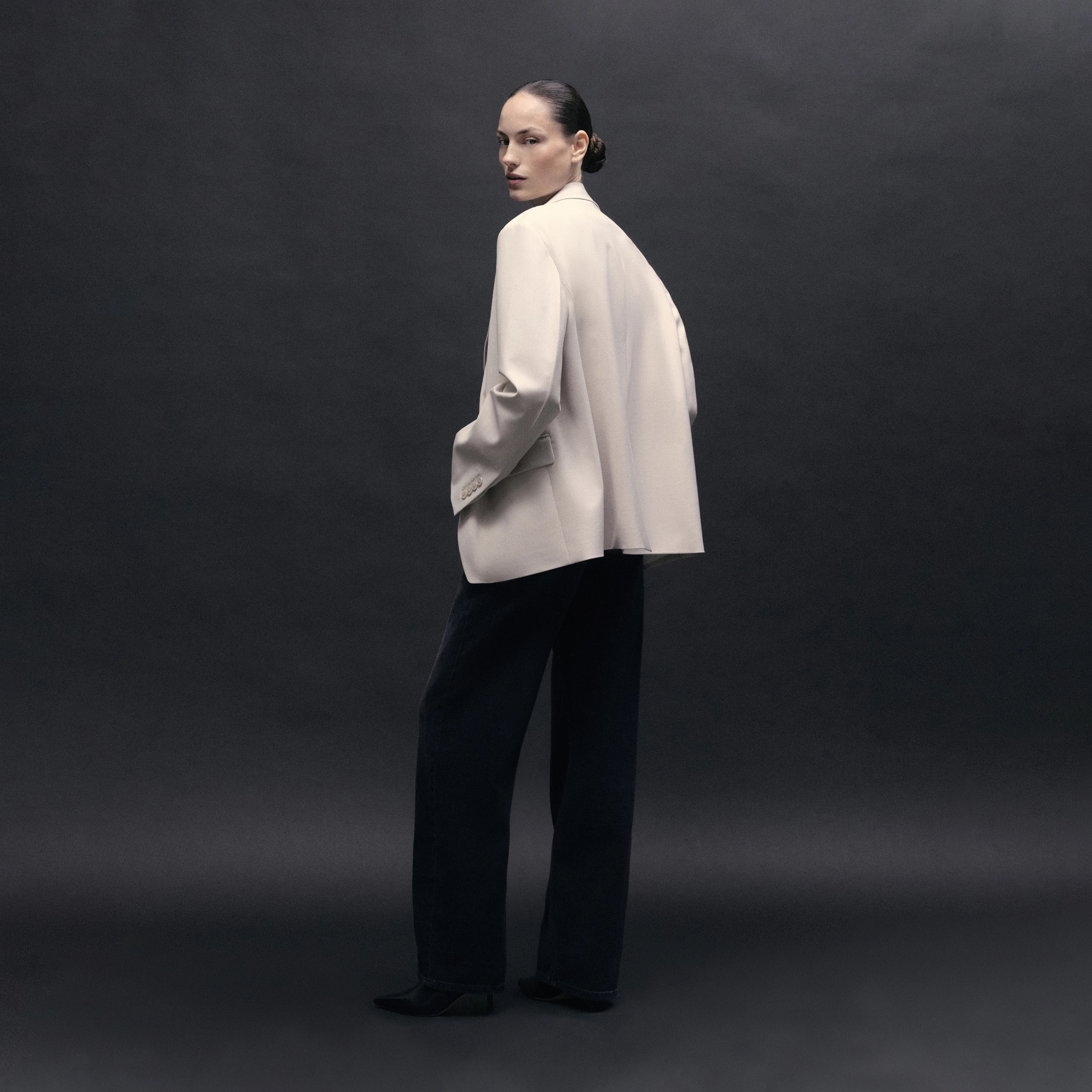 HALLSANDS - Blazer with drop lapel in bi-stretch - women - beige