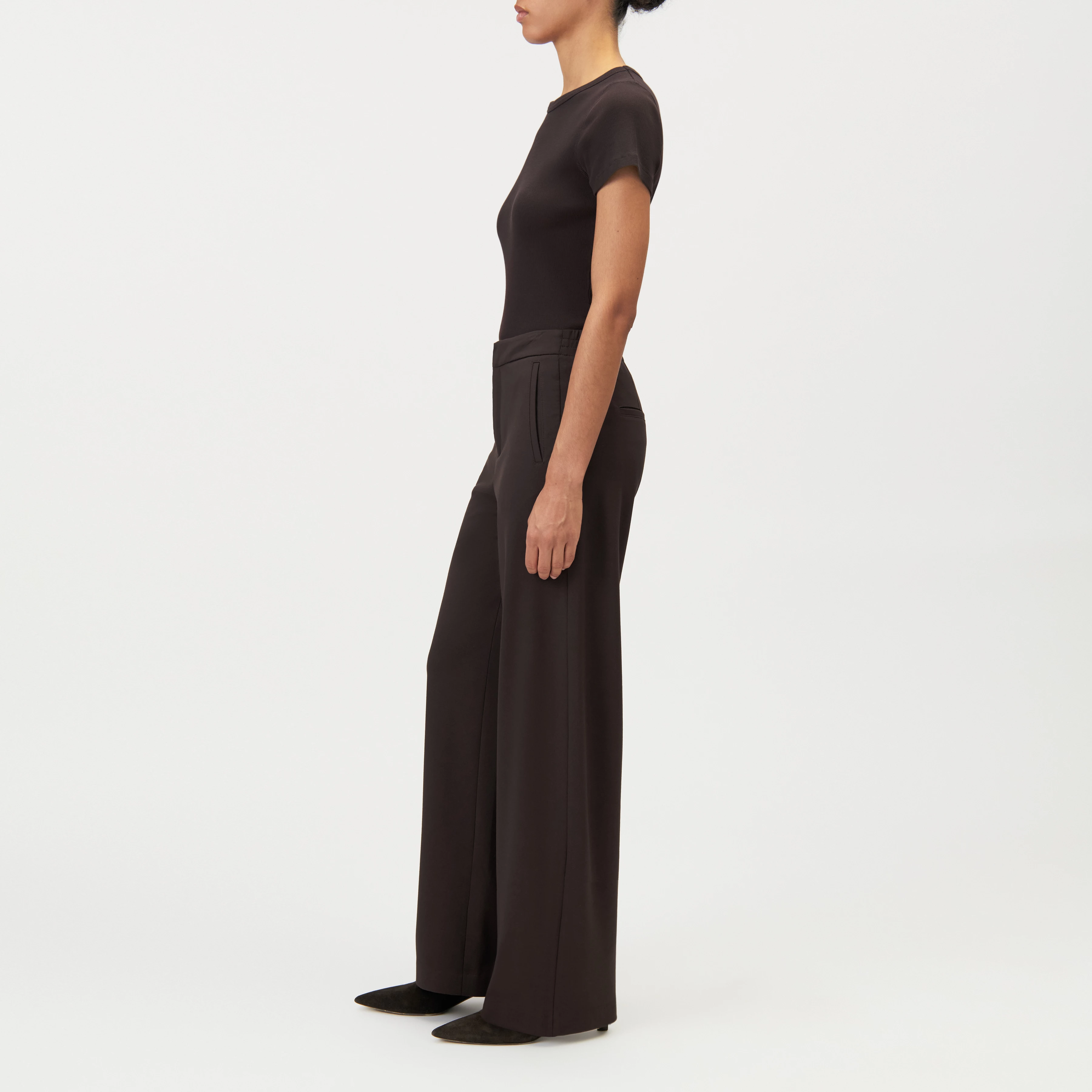 FAE_0 - Hose mit Barrel-Leg in Viskose-Mix - Damen - braun - Seitenansicht