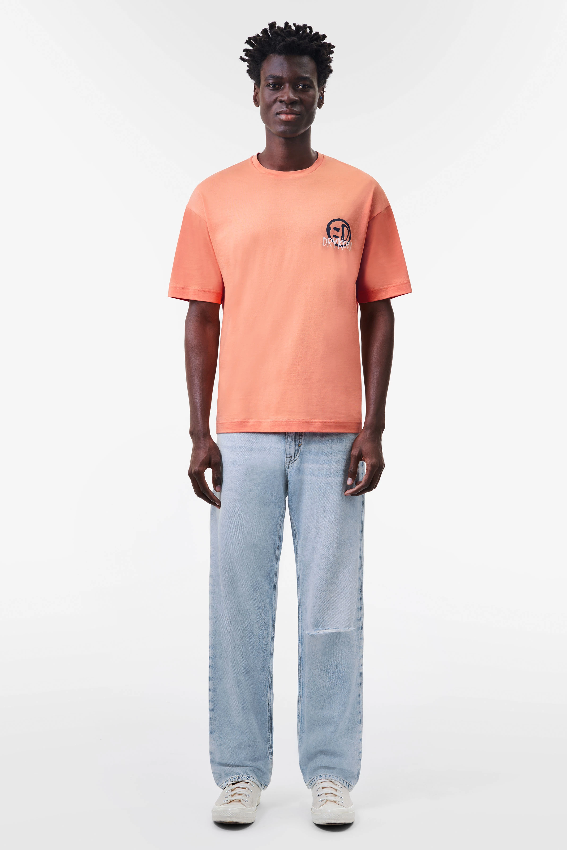 ANAYO_GD - relaxed fit t-shirt in cotton jersey - men - orange - Ganzkörper-Frontansicht