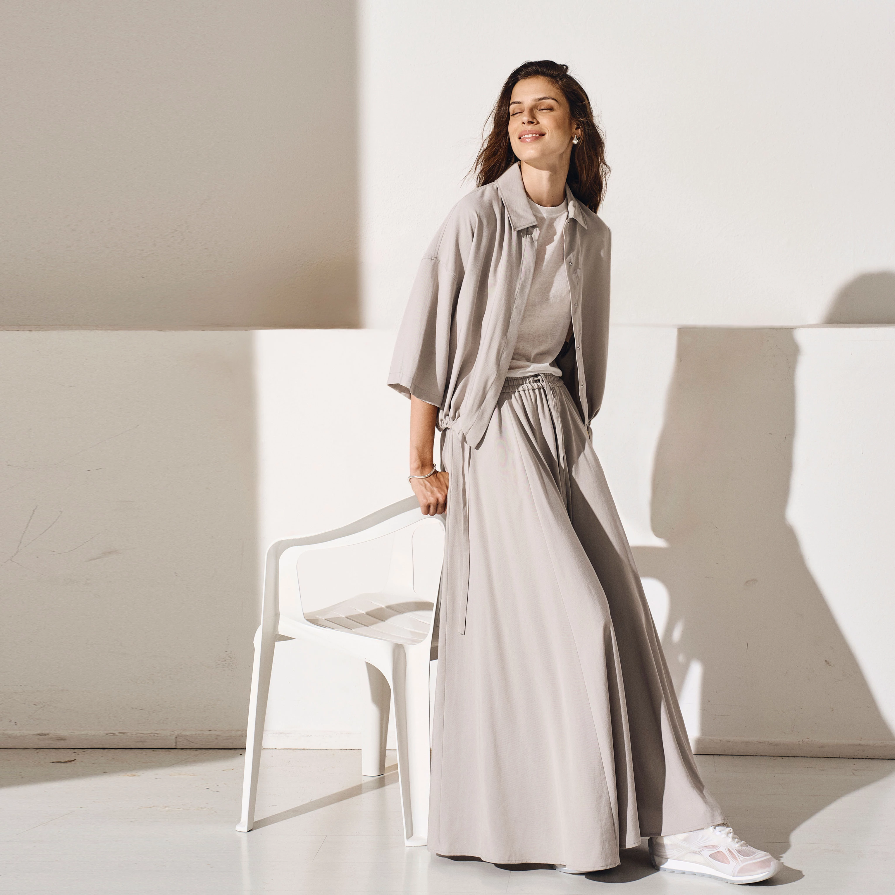 LAINAY - Chemisier court en twill fluide - women - gris