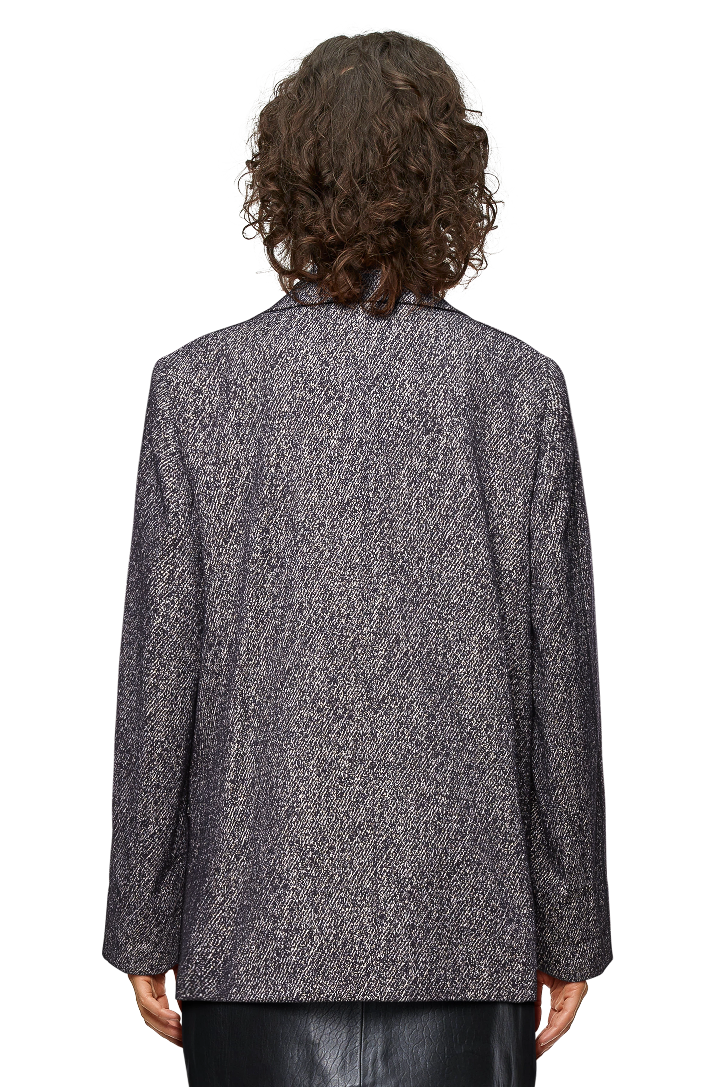 BASCOTE - Oversized outdoor blazer in getextureerde jacquard met lurex - dames - grijs - Rückansicht