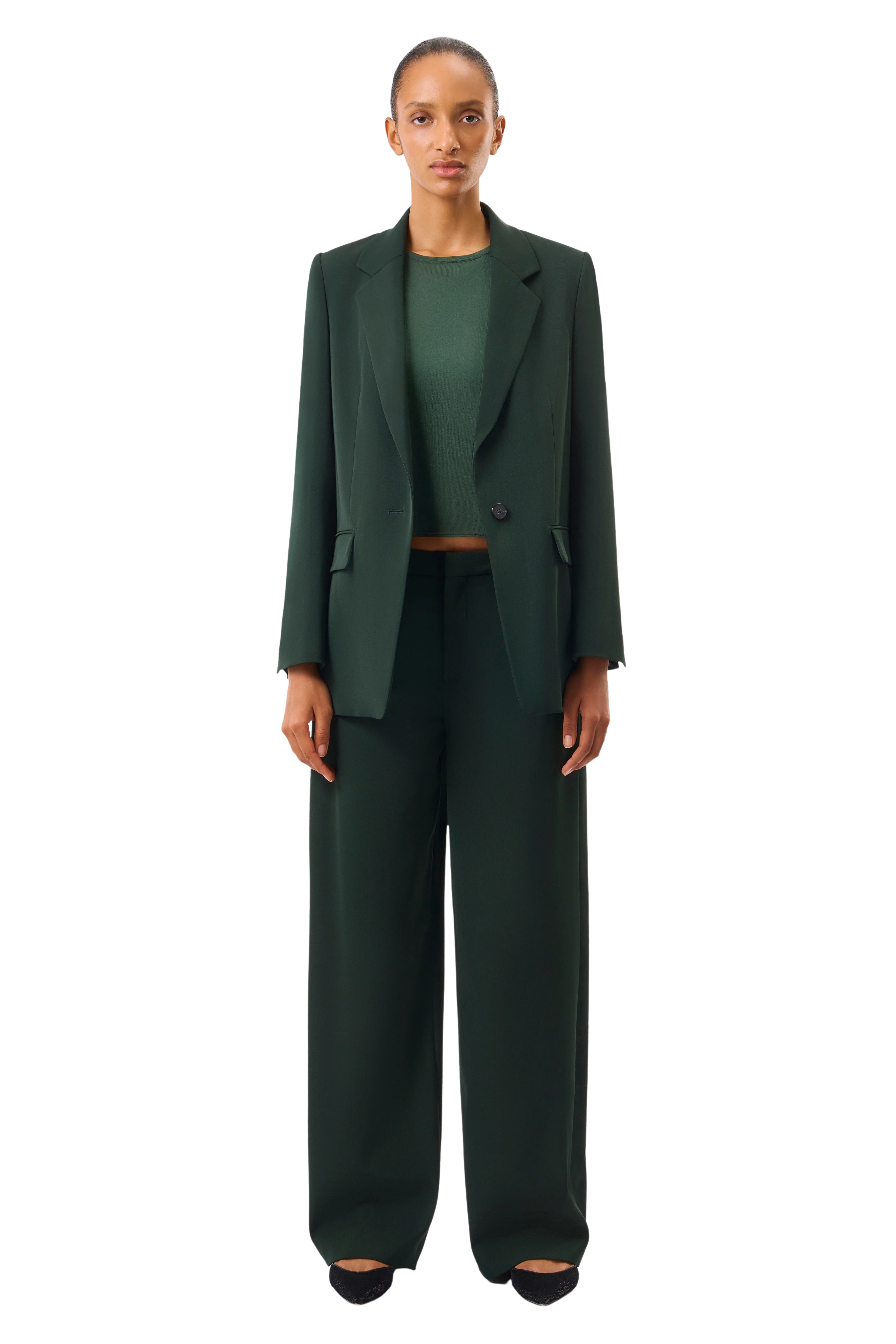 GLENDALE - Boyfriend Blazer in Techno-Twill - Damen - grün - Ganzkörper-Frontansicht