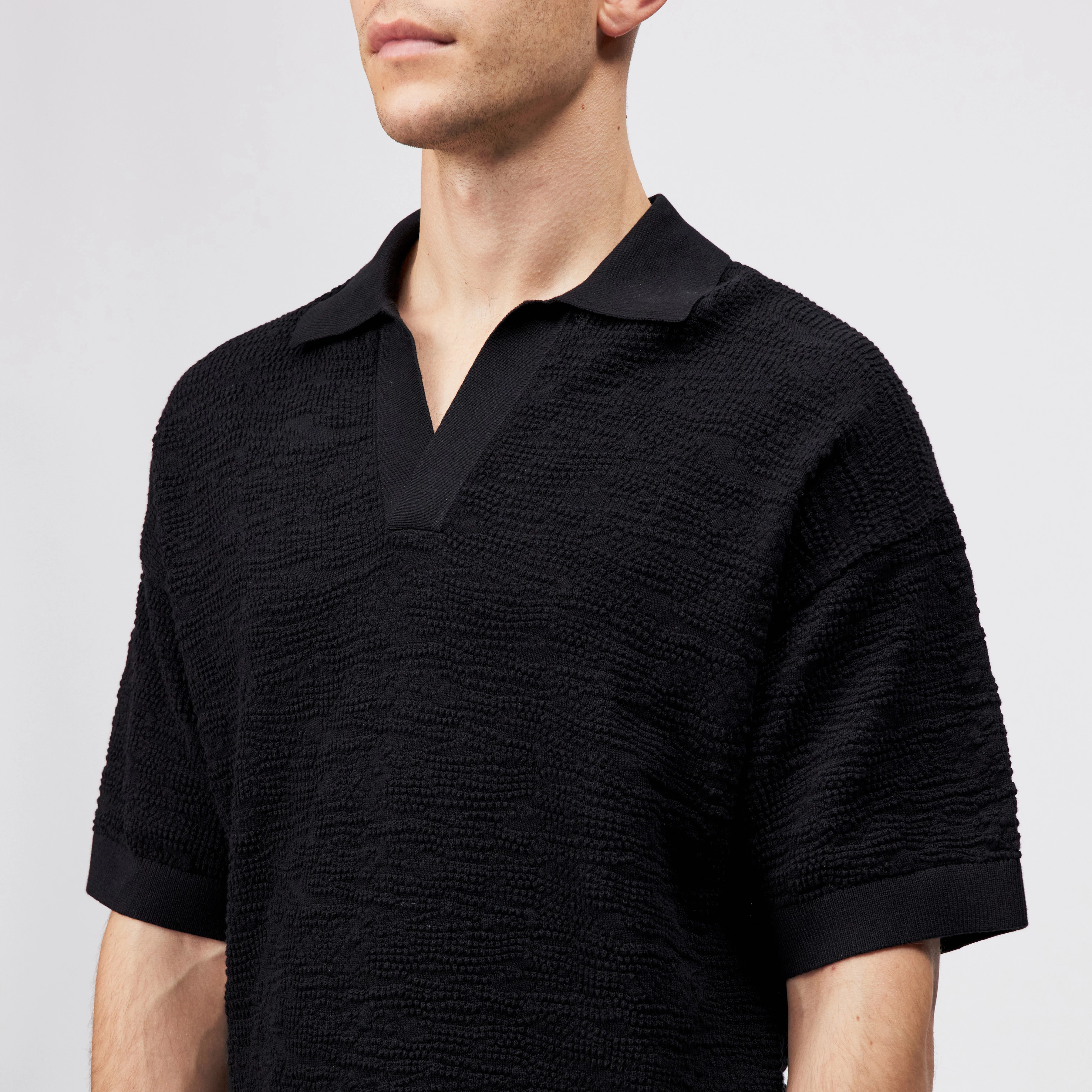 Men knit polo shirt LAURENZZO in black from DRYKORN