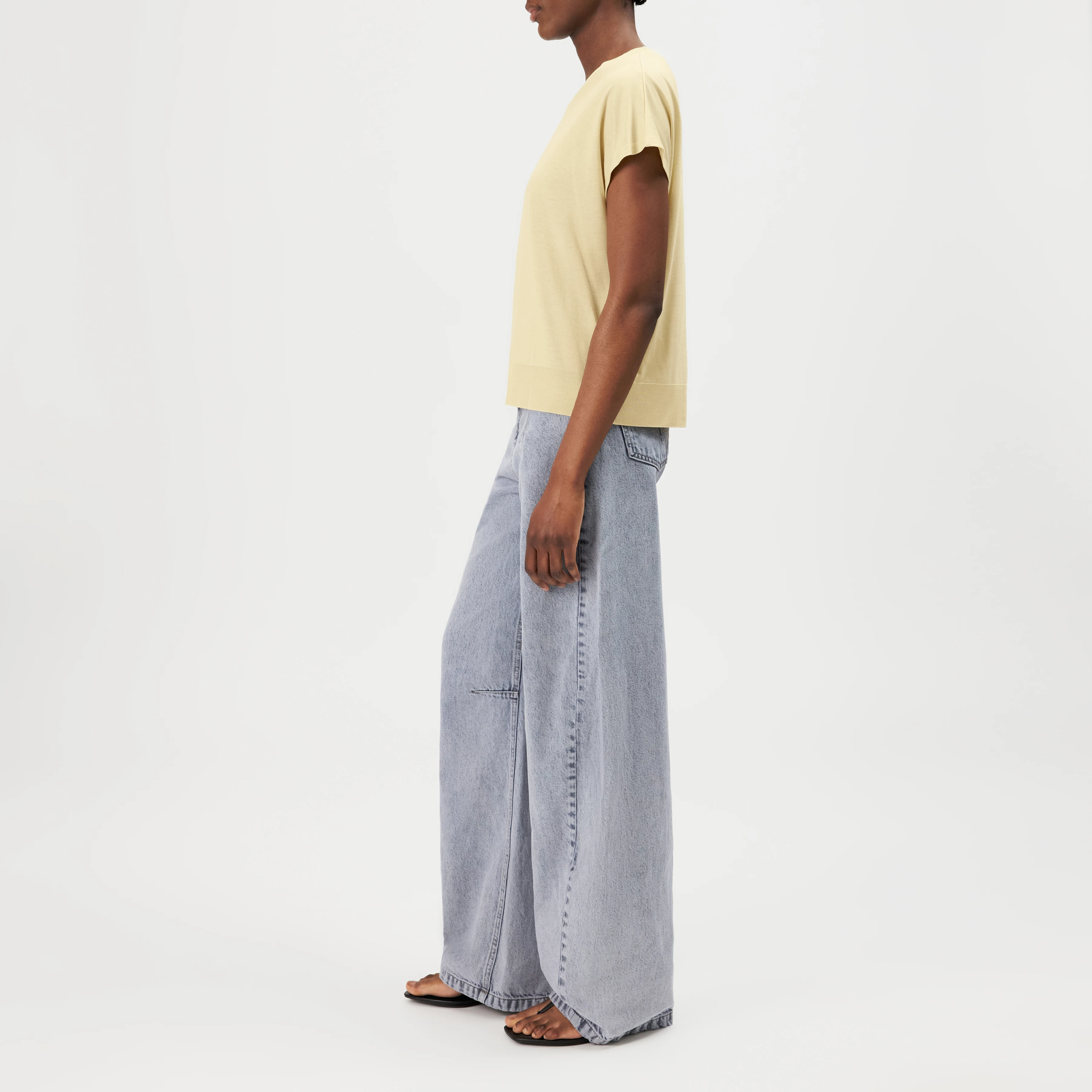 VANOPE - T-shirt in lyocell-cotton fine knit look - women - yellow - Seitenansicht