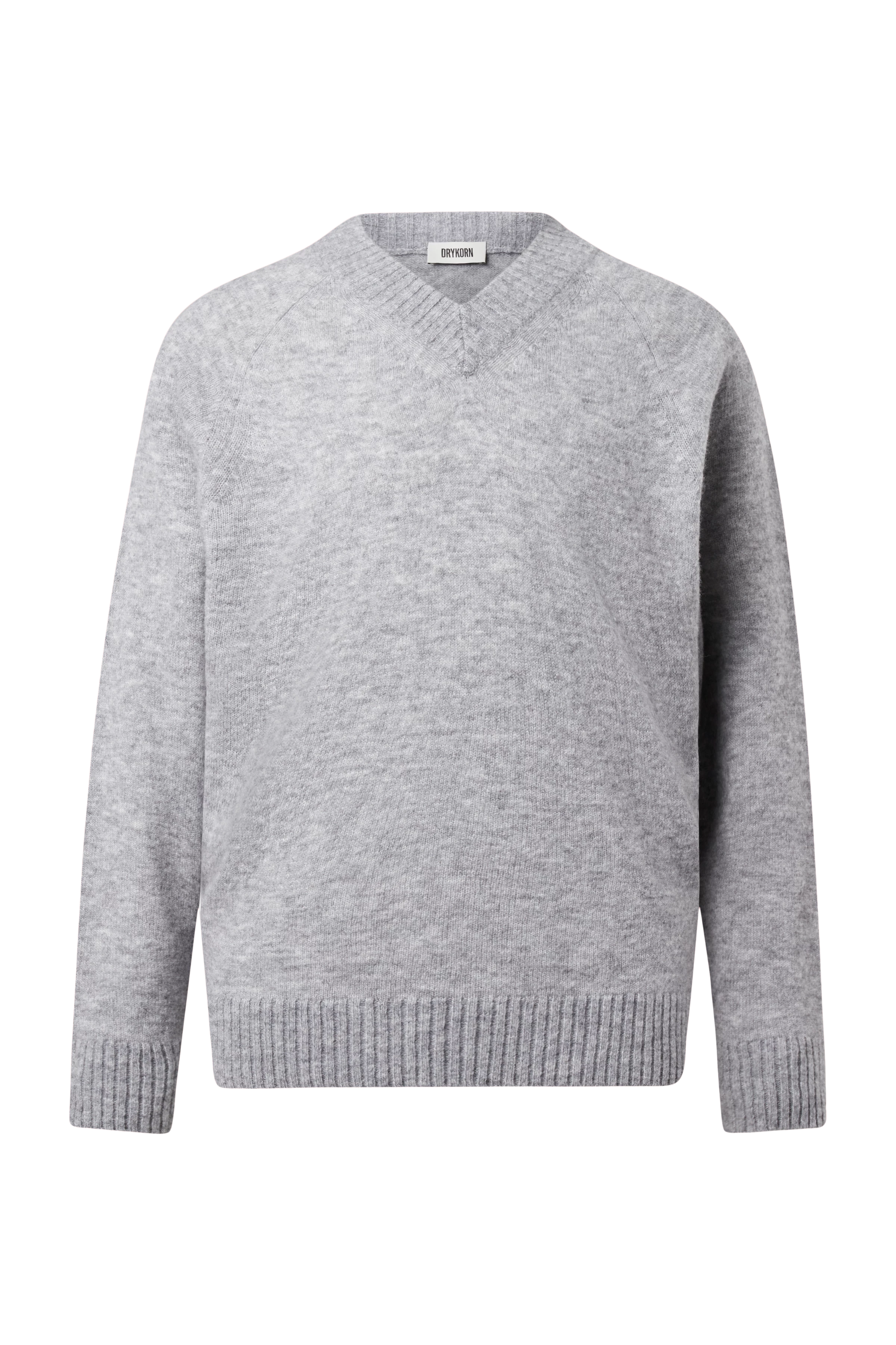 NUMIR - V-Neck Knitted Jumper in Wool Blend - men - grey - Freisteller Frontansicht
