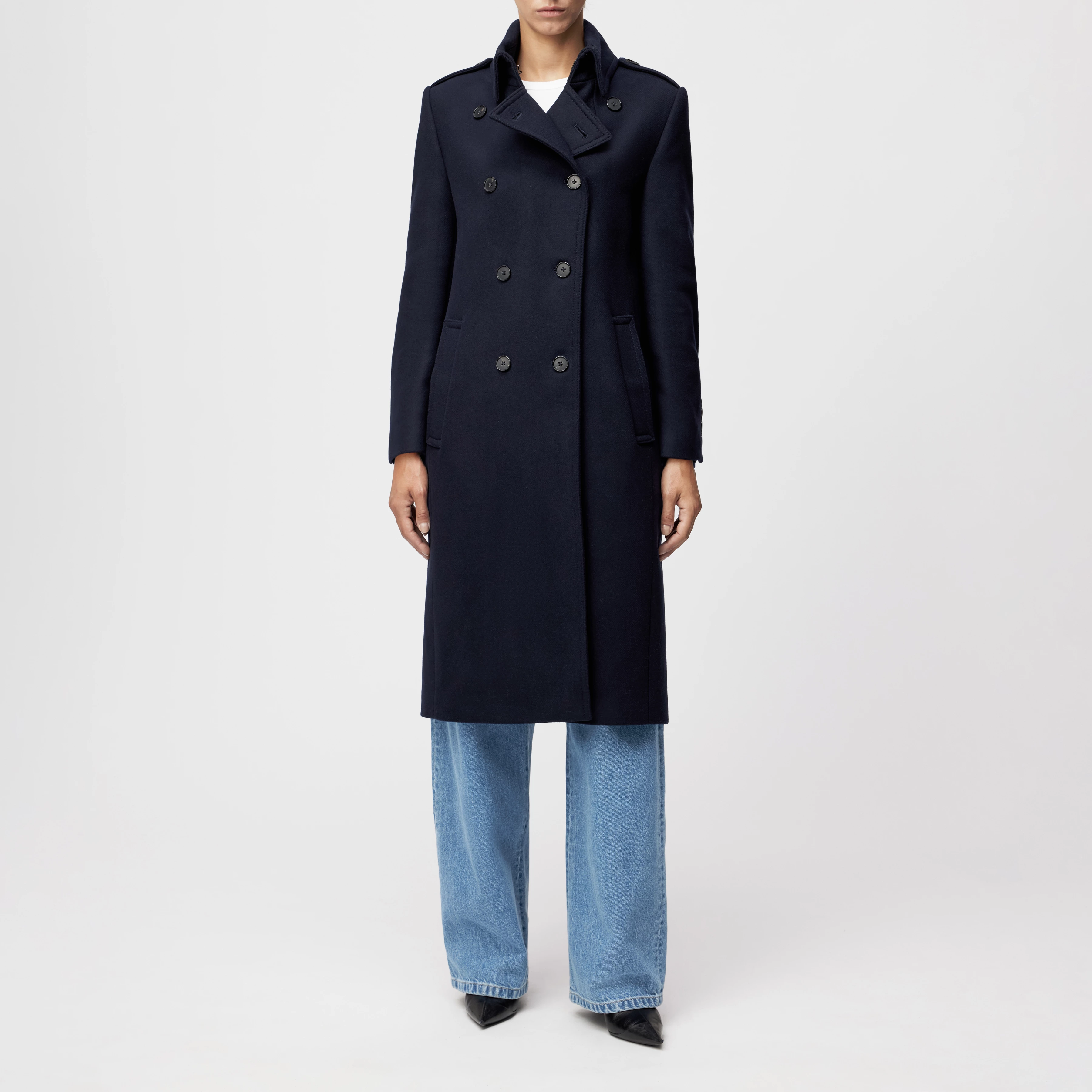 PIETHILL - Uniformmantel in winterlichem Woll-Mix - Damen - blau - Frontansicht