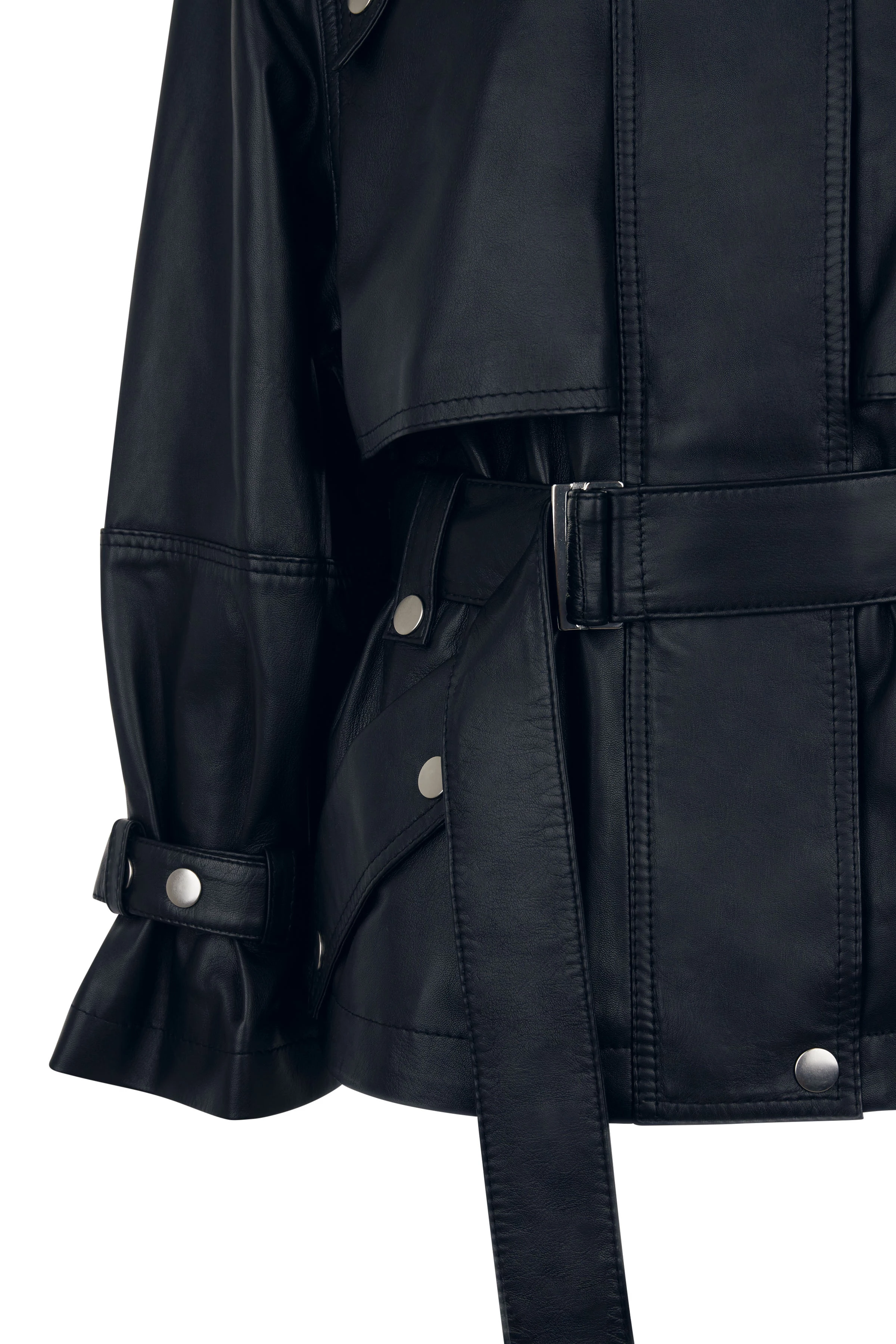 KENSAL - parka in soft nappa leather - women - Natural Aluminium - Freisteller Detailansicht