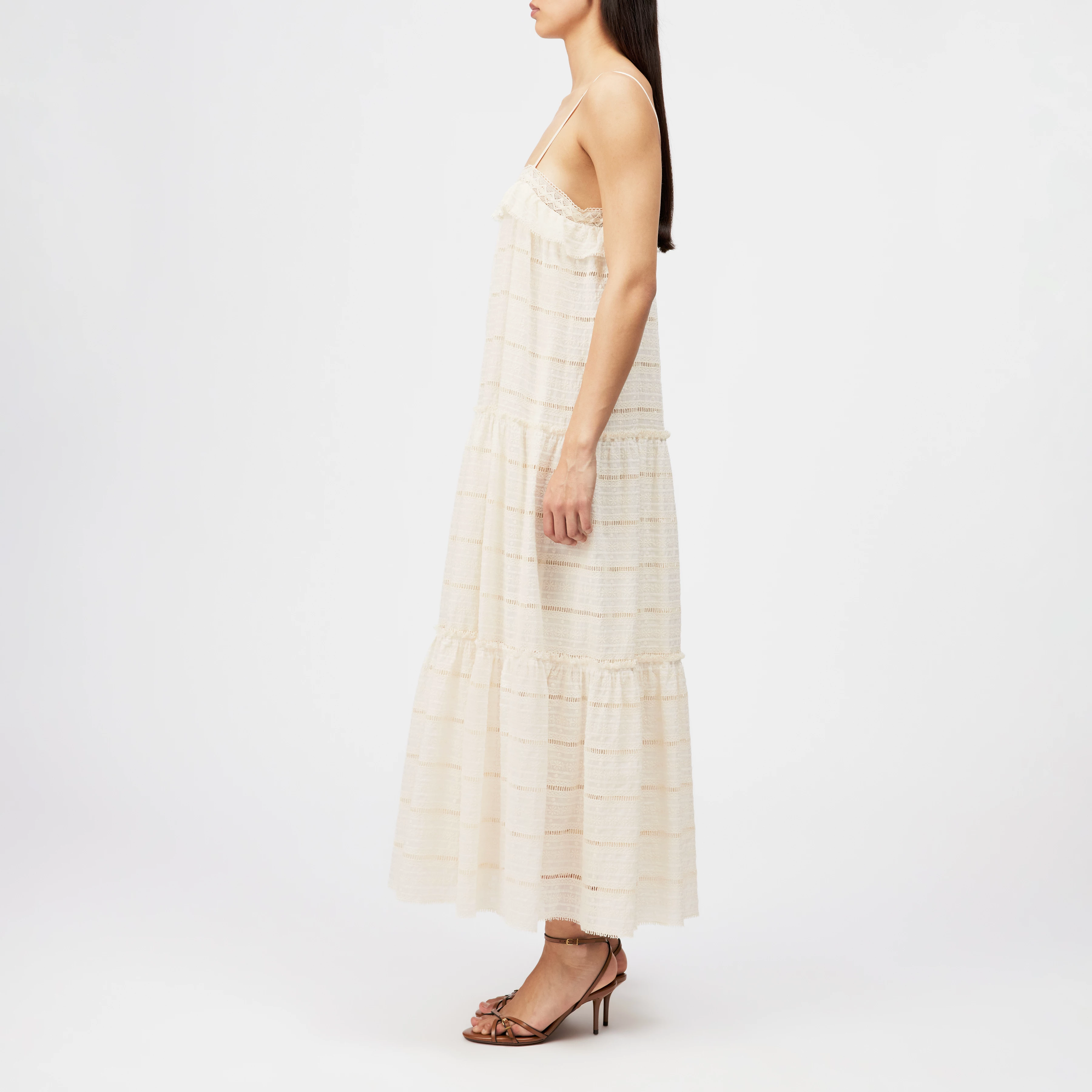 NIVELA - Cotton-silk maxi sundress - women - off white - Seitenansicht