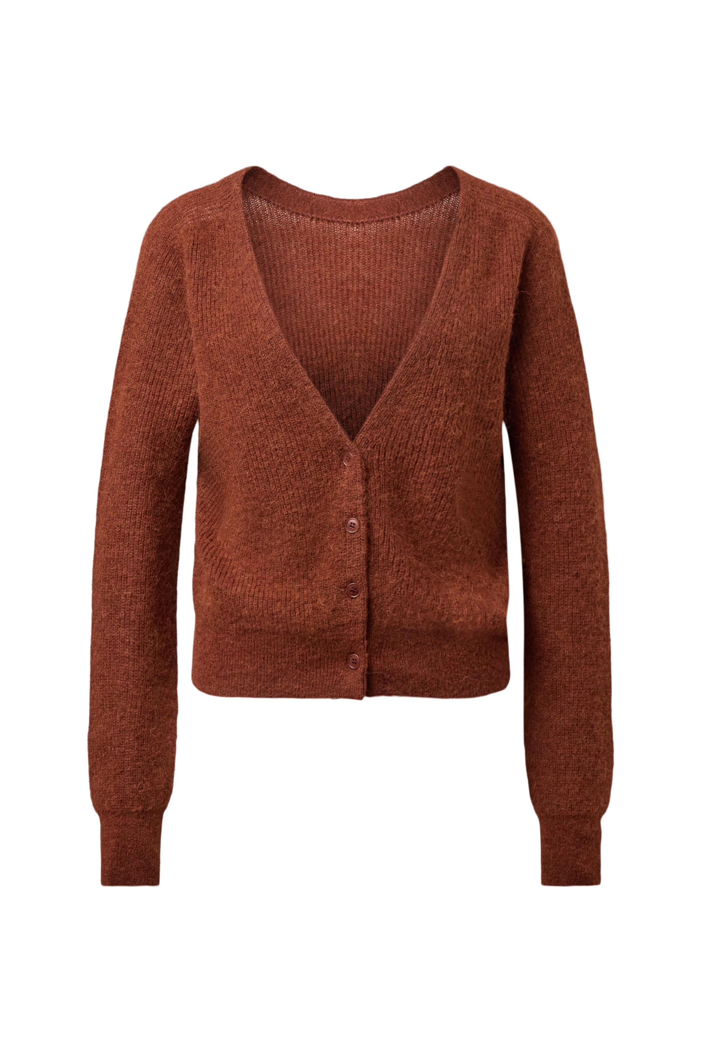 GERTIJA_2 - Alpaca-blend V-neck cardigan - women - brown - Freisteller Frontansicht