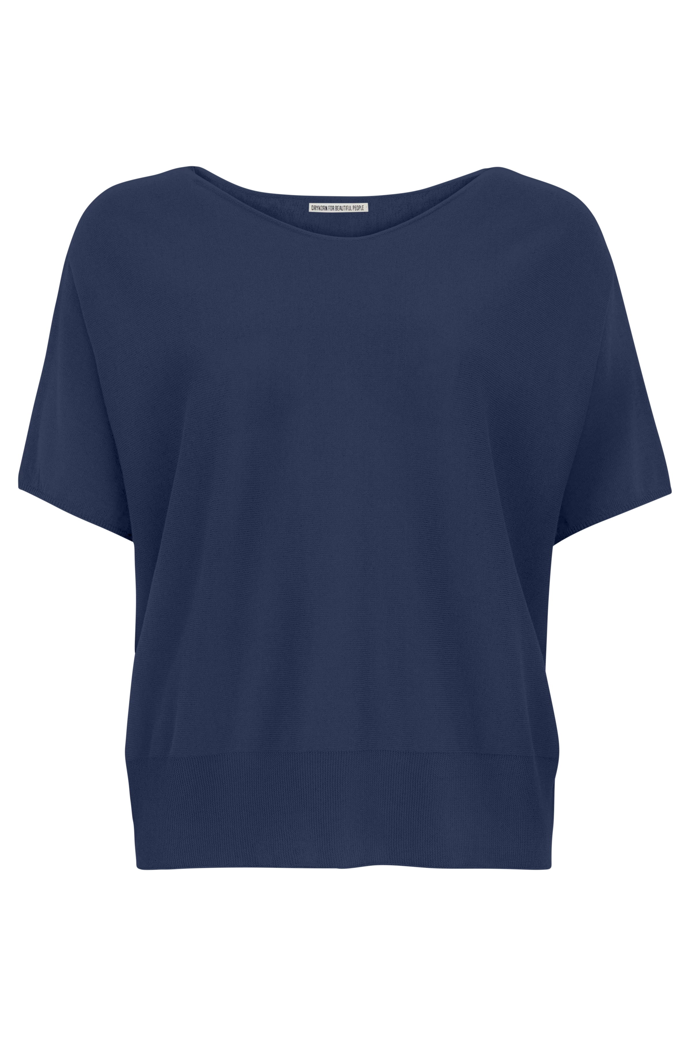 SOMELI - Strick-T-Shirt in Baumwoll-Crêpe - Damen - blau - Freisteller Frontansicht