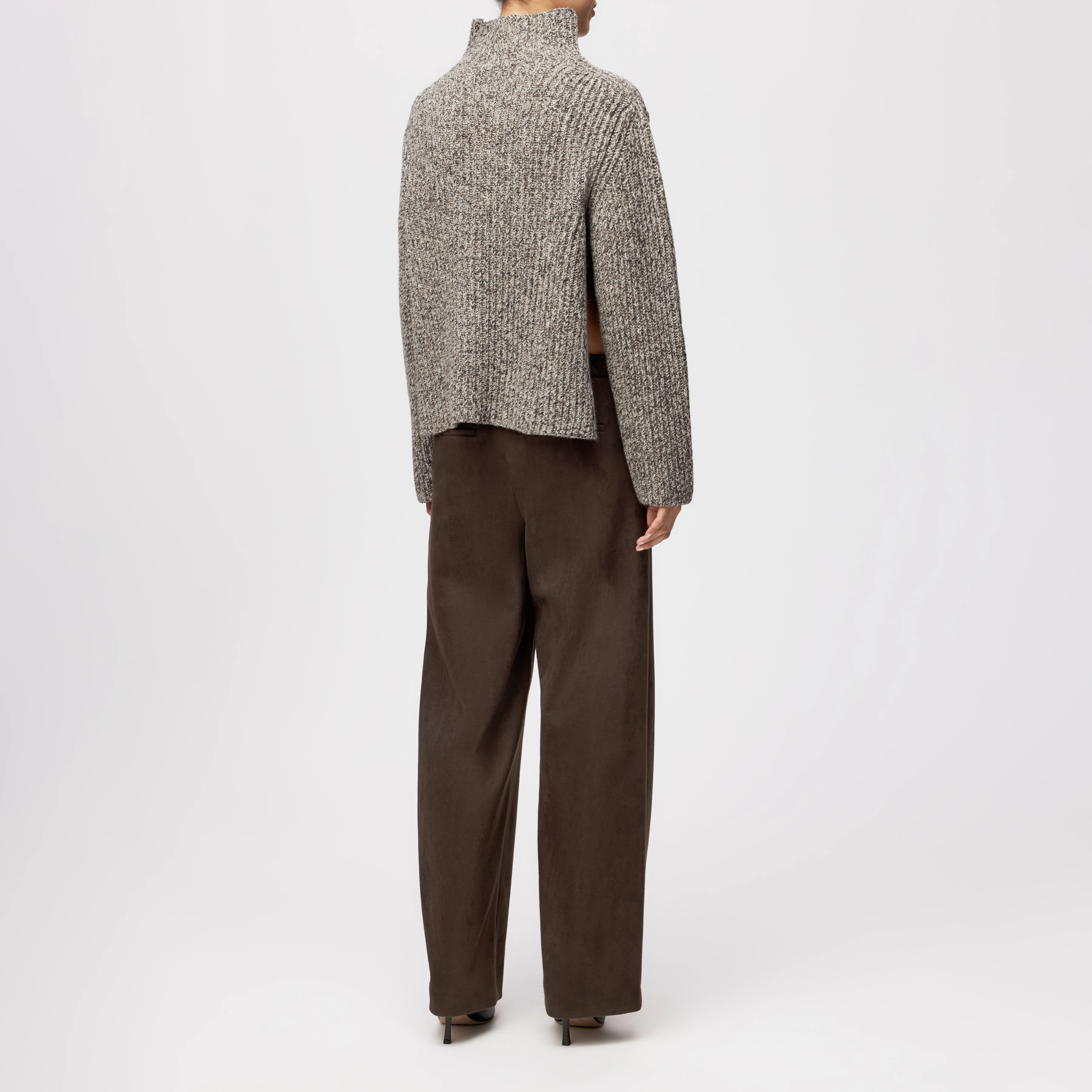 VARISA - Turtleneck jumper in wool-cotton blend - women - brown - Rückansicht