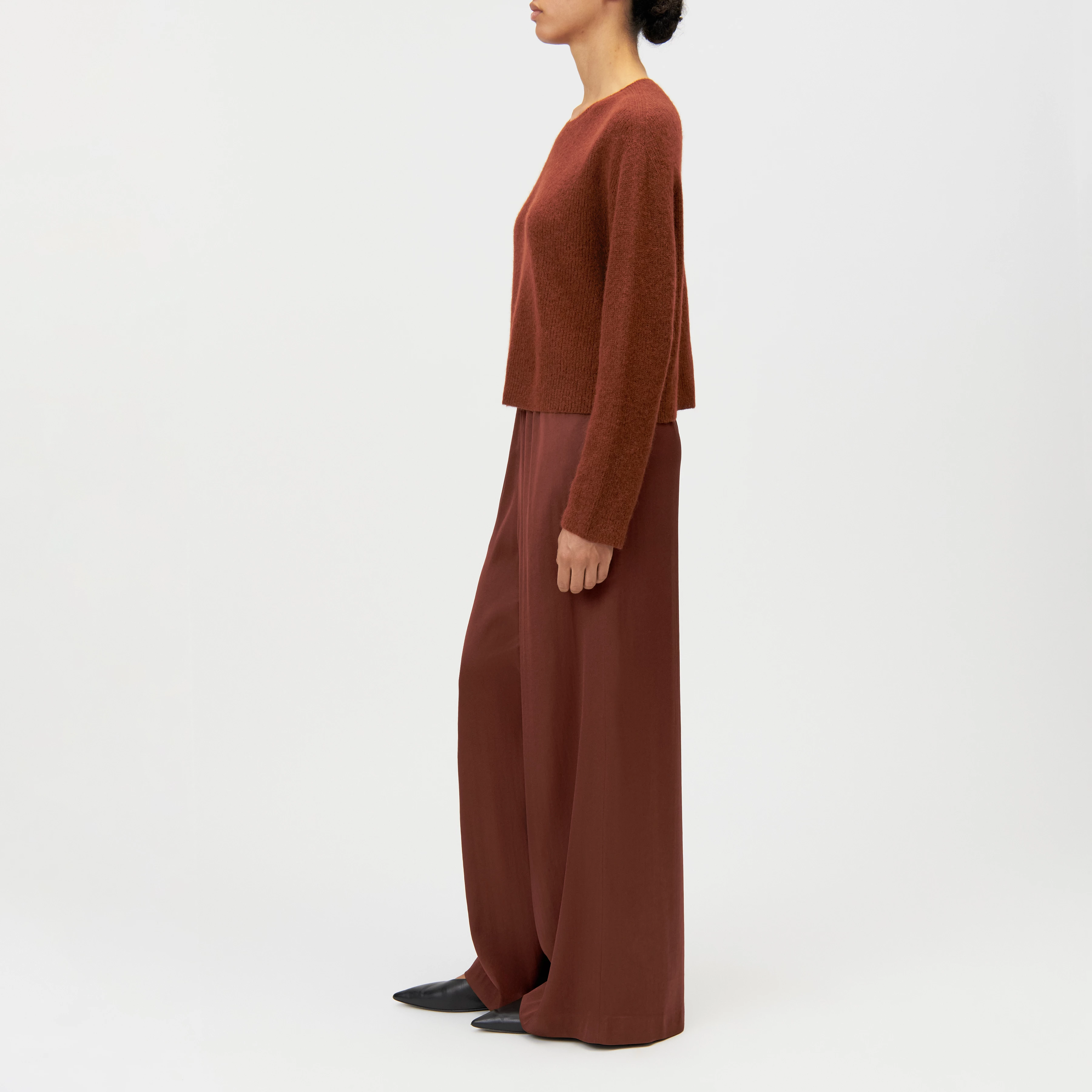 IMENY - Short Suri Alpaca blend jumper - women - brown - Seitenansicht