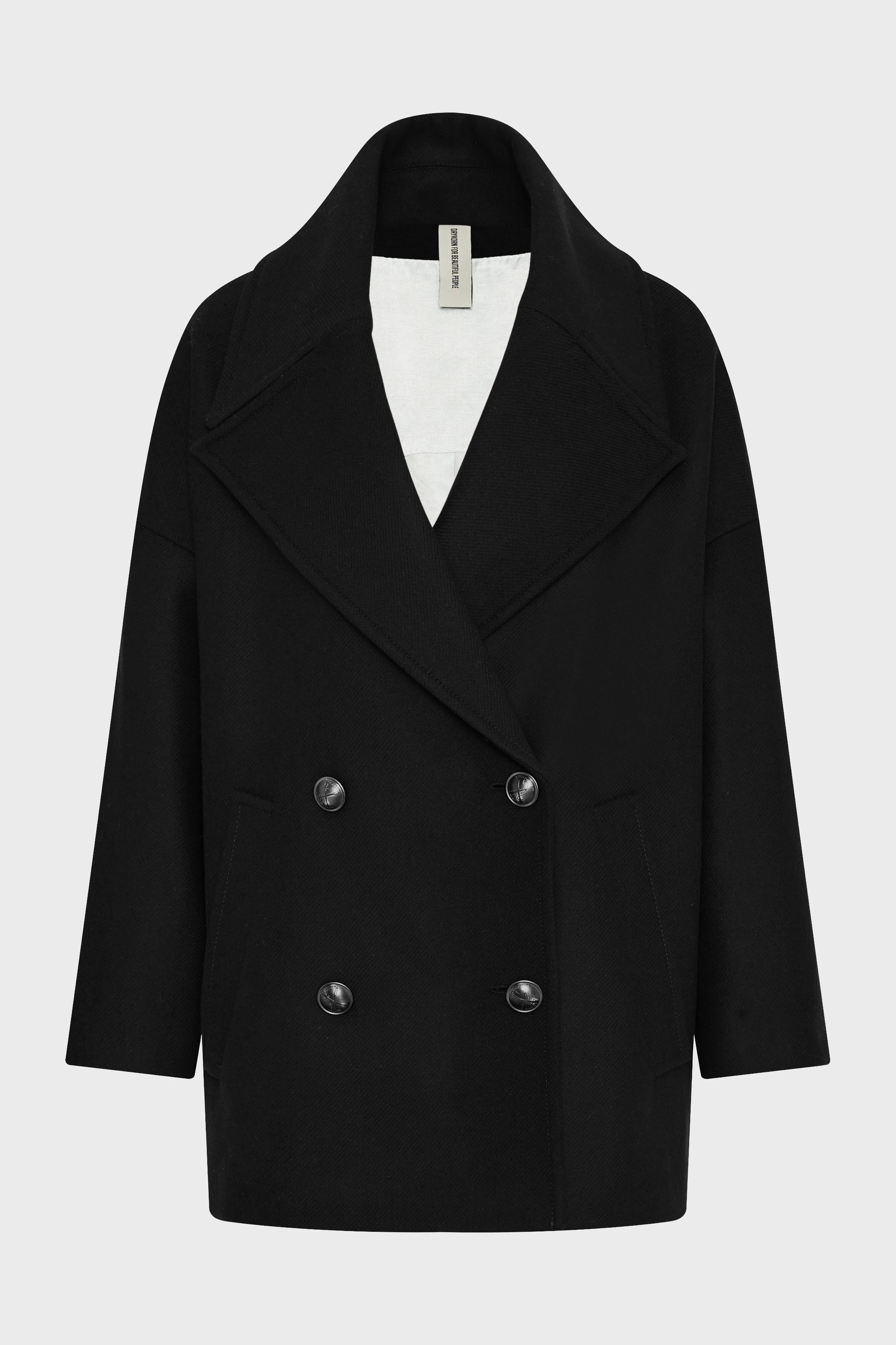 RUNCOM - Cabanjacke in winterlichem Woll-Mix - Damen - schwarz - Freisteller Frontansicht