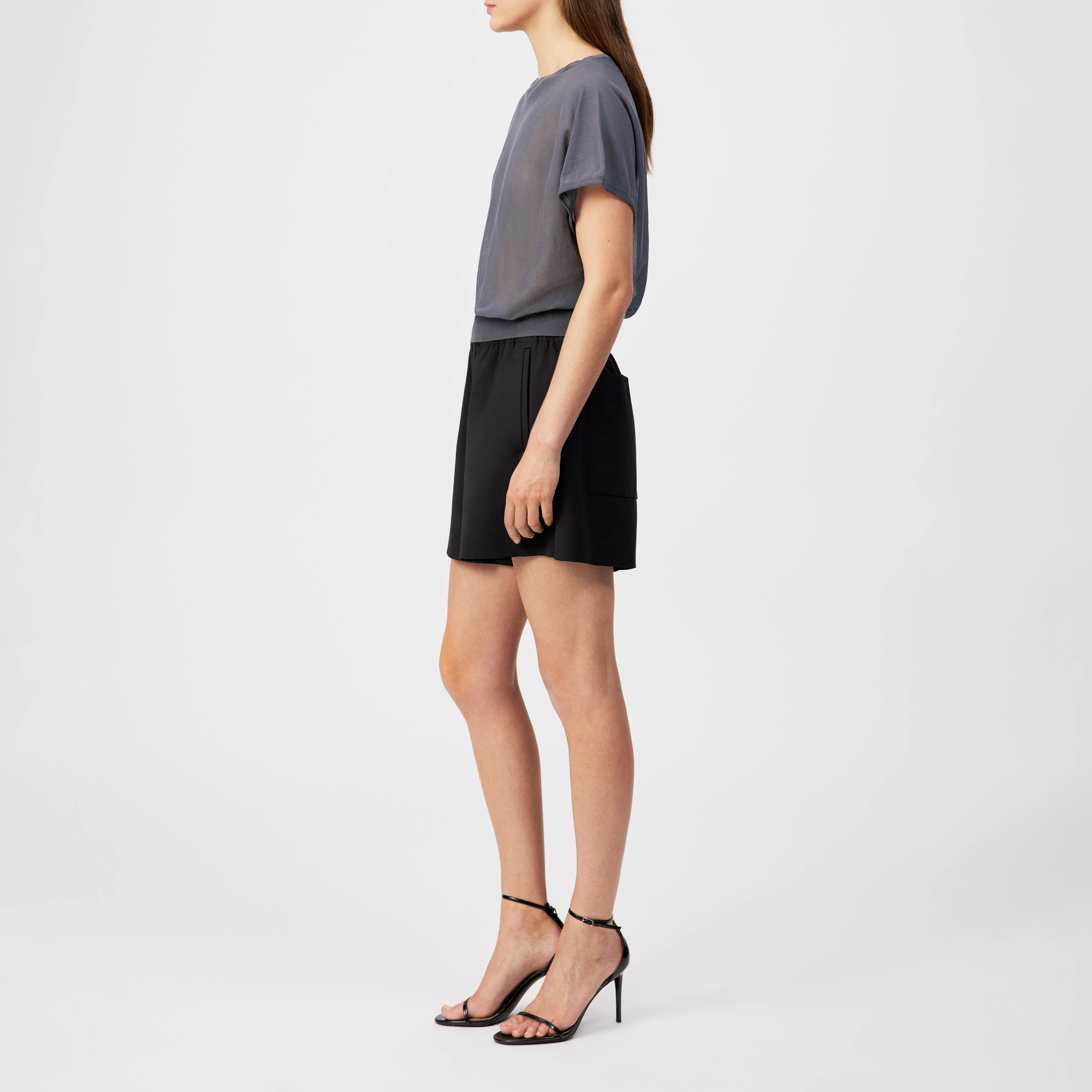 GERLOTTA - Oversized T-shirt with boat neckline - women - grey - Seitenansicht