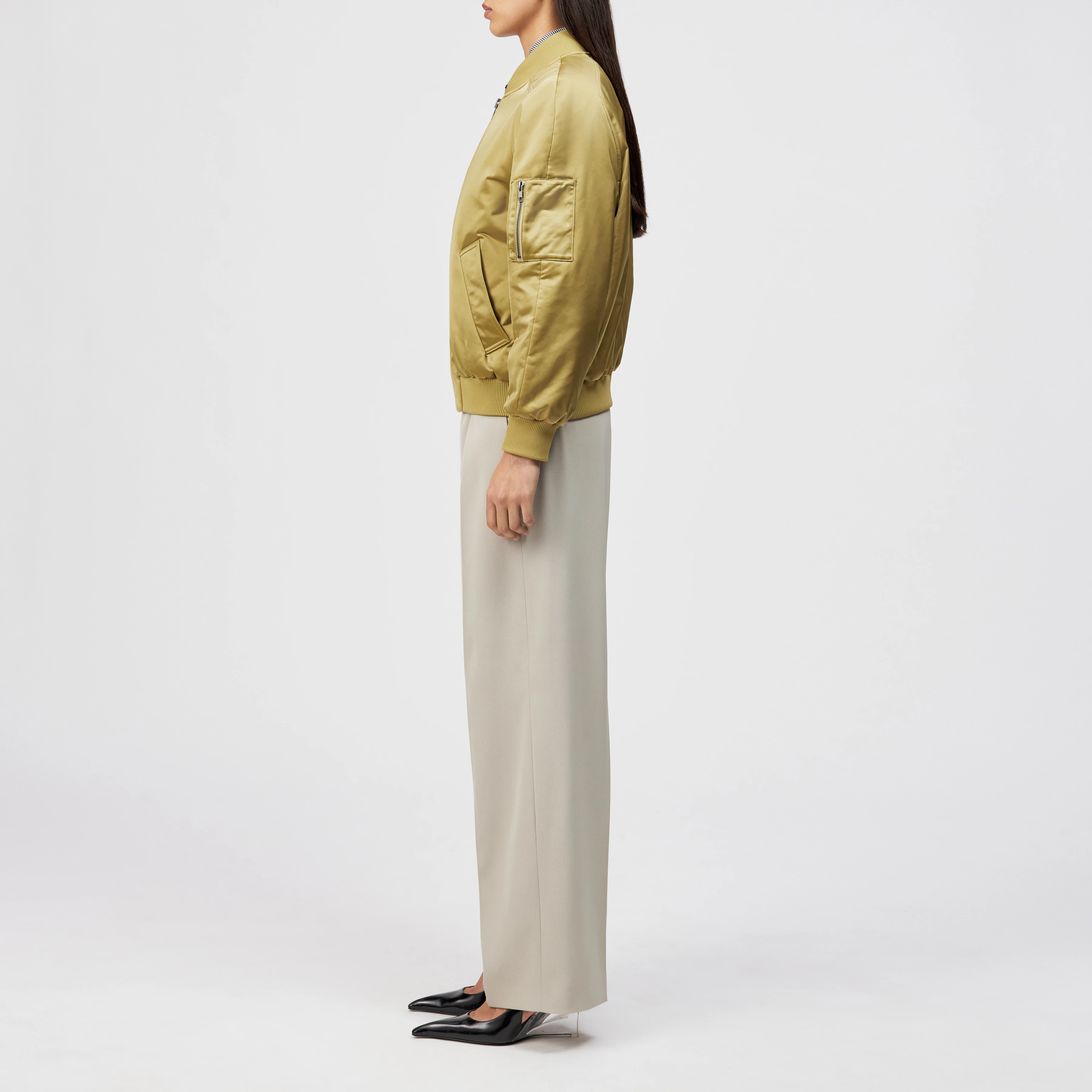 BRAYS - Classic satin-look bomber jacket - women - brown - Seitenansicht