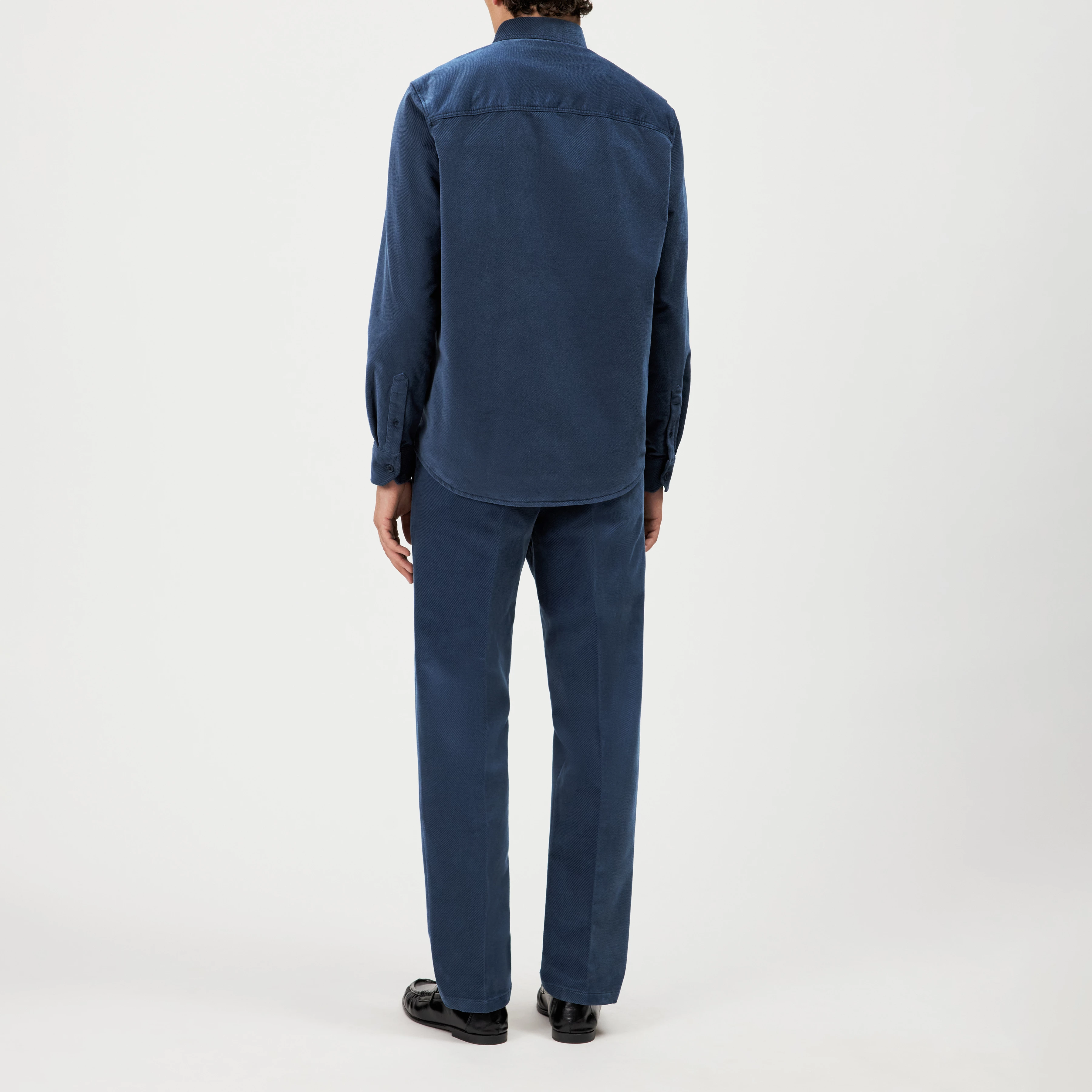 LIET_3 - Button-Down Hemd in Samt-Optik - Herren - blau - Rückansicht