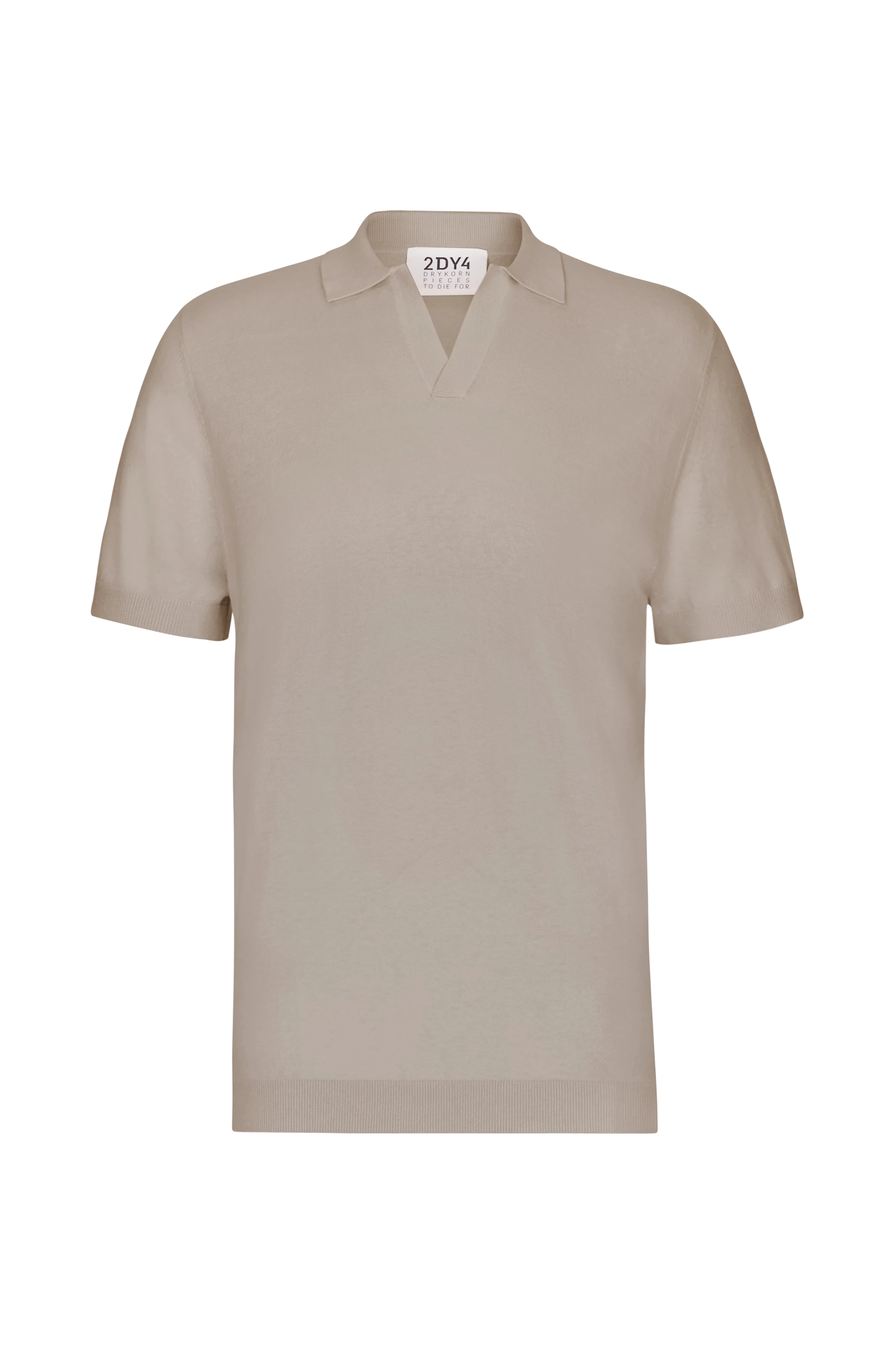 BRAIAN - Gebreide polo in zijde-katoenmix - heren - beige - Freisteller Frontansicht