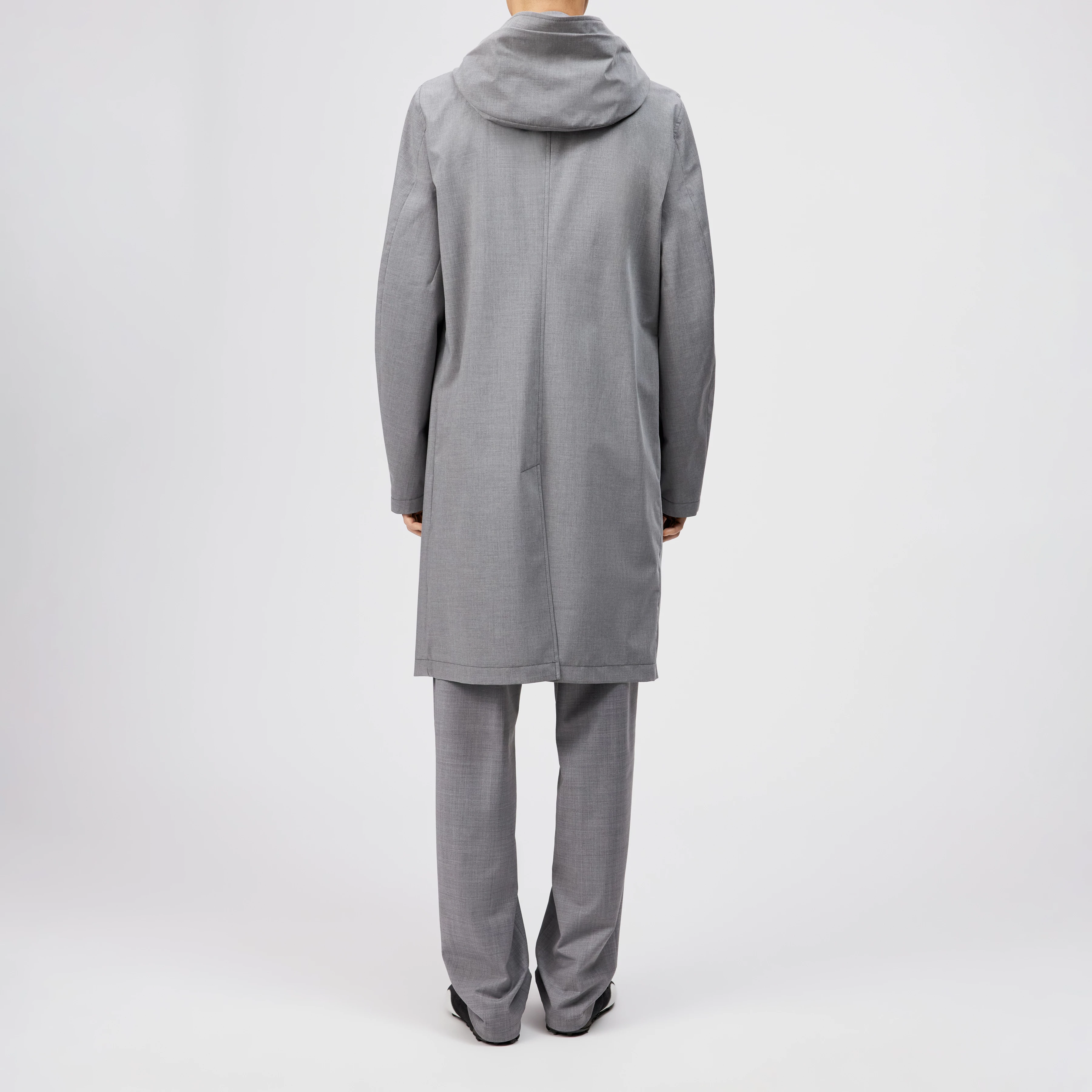 NAUKANO - Sporty coat with hood in techno-viscose - men - grey - Rückansicht