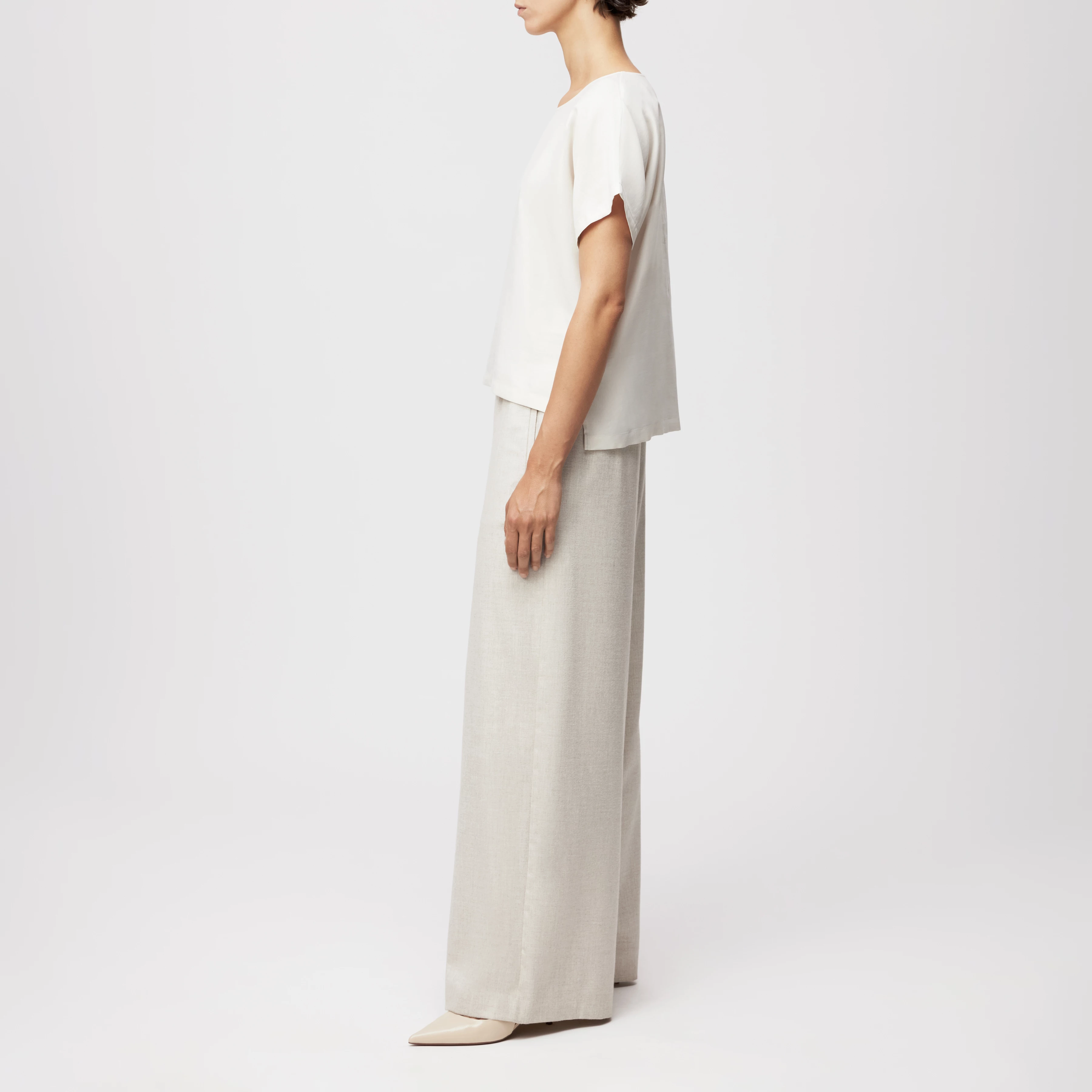 CORAMY - Casual shirt blouse in cupro cotton blend - women - off white - Seitenansicht