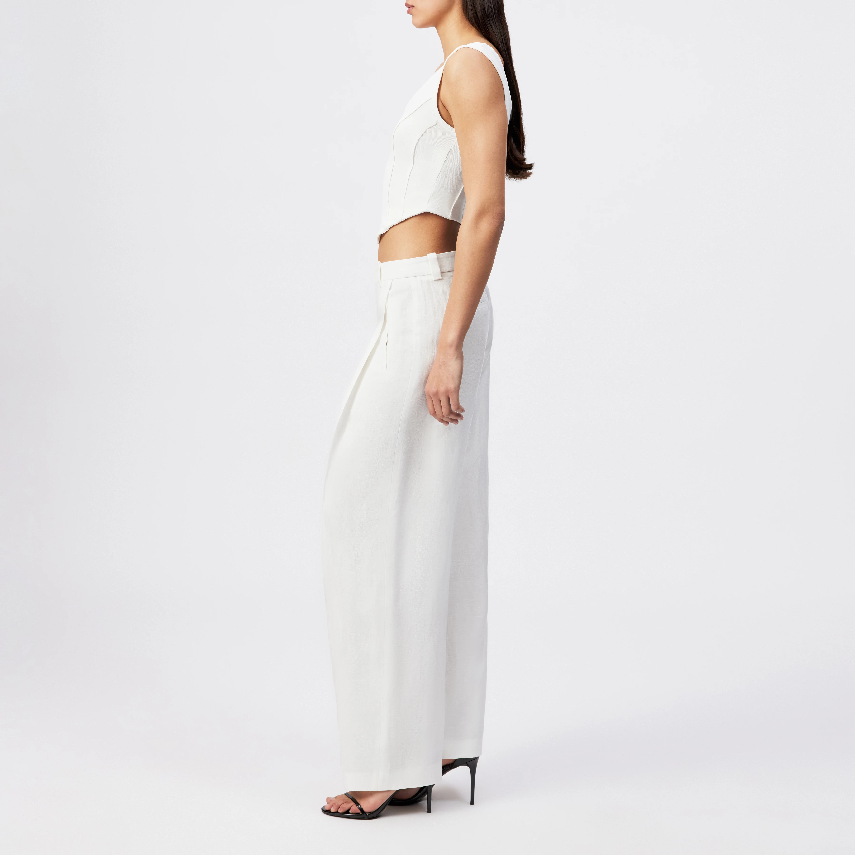 UNPACK - Leinenhose in fließendem Twill - Damen - off white - Seitenansicht
