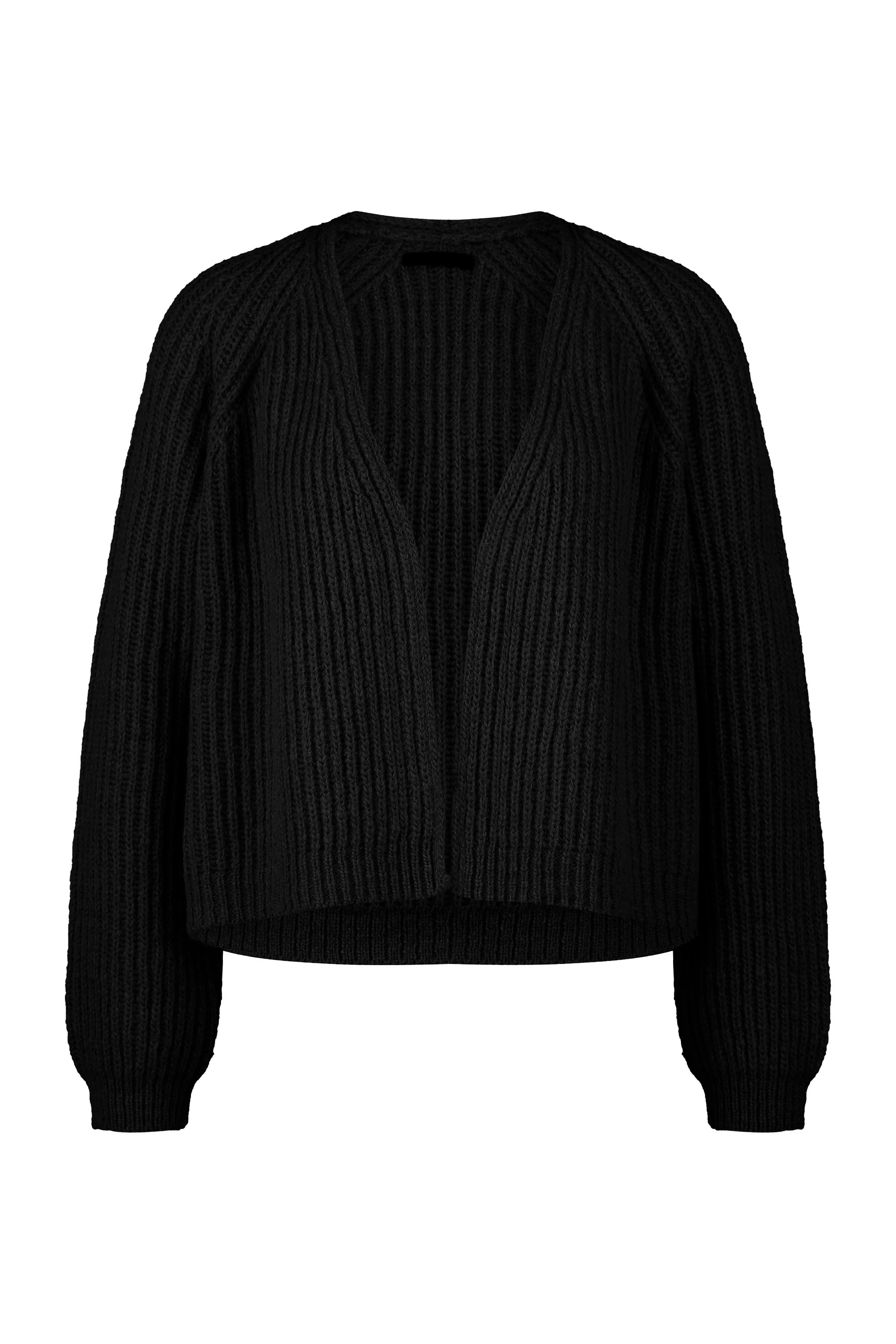 MANUMY - Strickjacke in Alpaka-Mix - Damen - schwarz - Freisteller Frontansicht