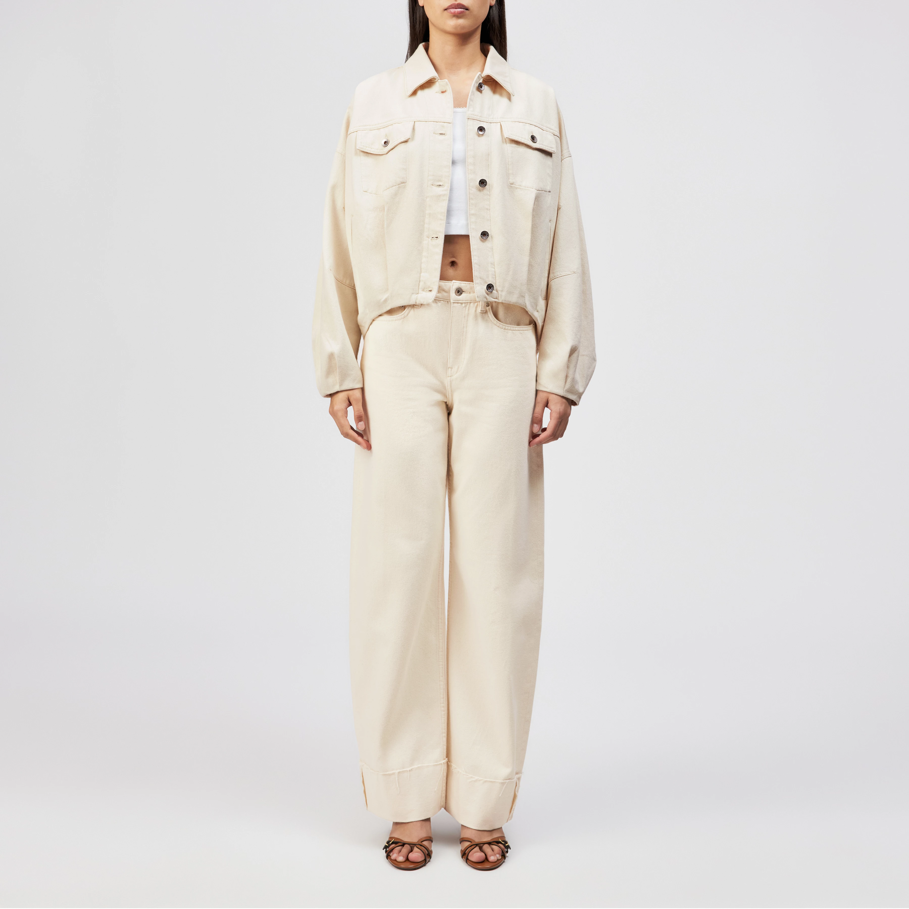 MEDLEY_2 - Mid-waist jeans in pure cotton - women - metal - Ganzkörper-Frontansicht