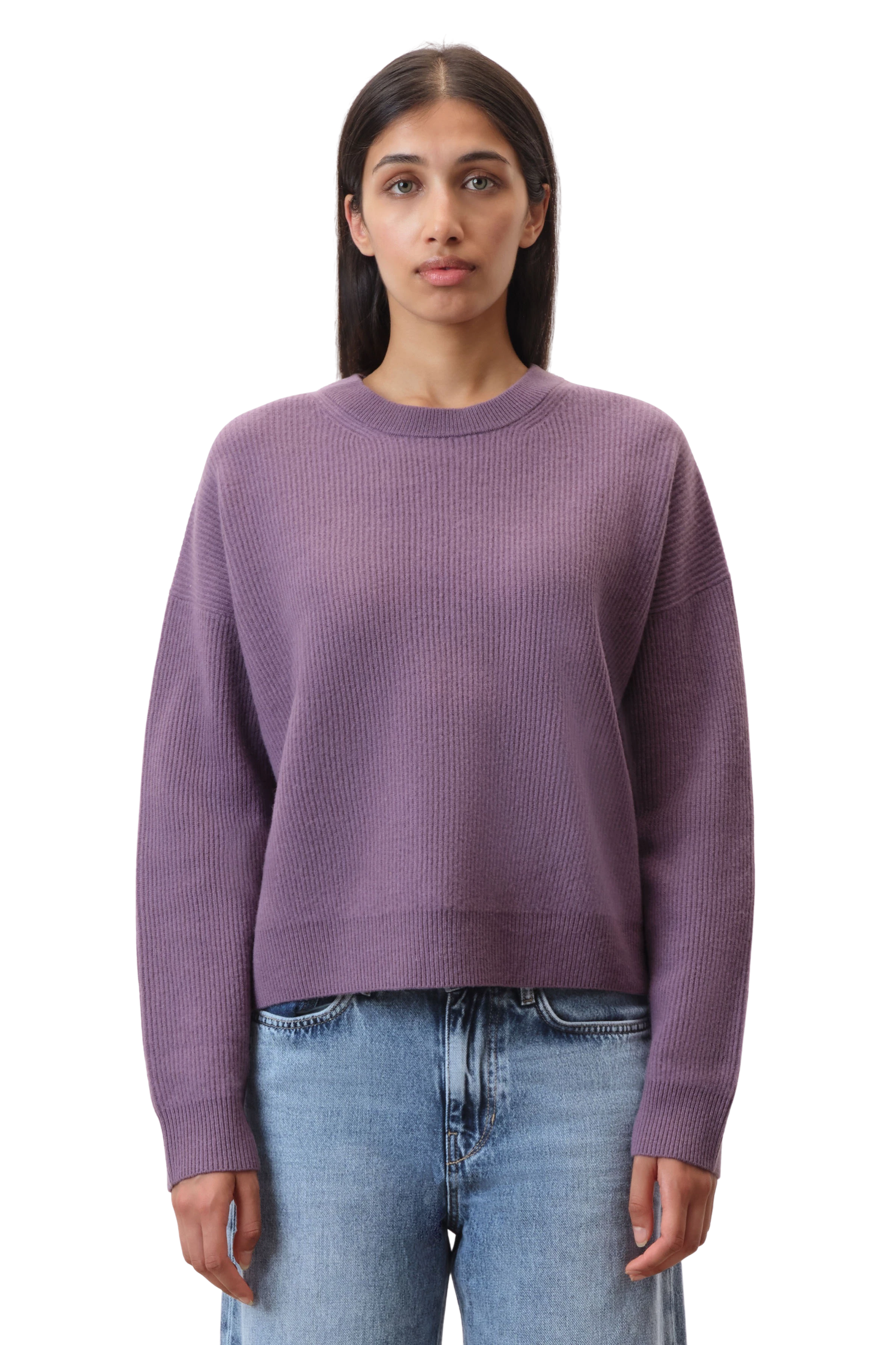 DOANIE - Kastiger Pullover in feiner Schurwolle - Damen - lila - Frontansicht