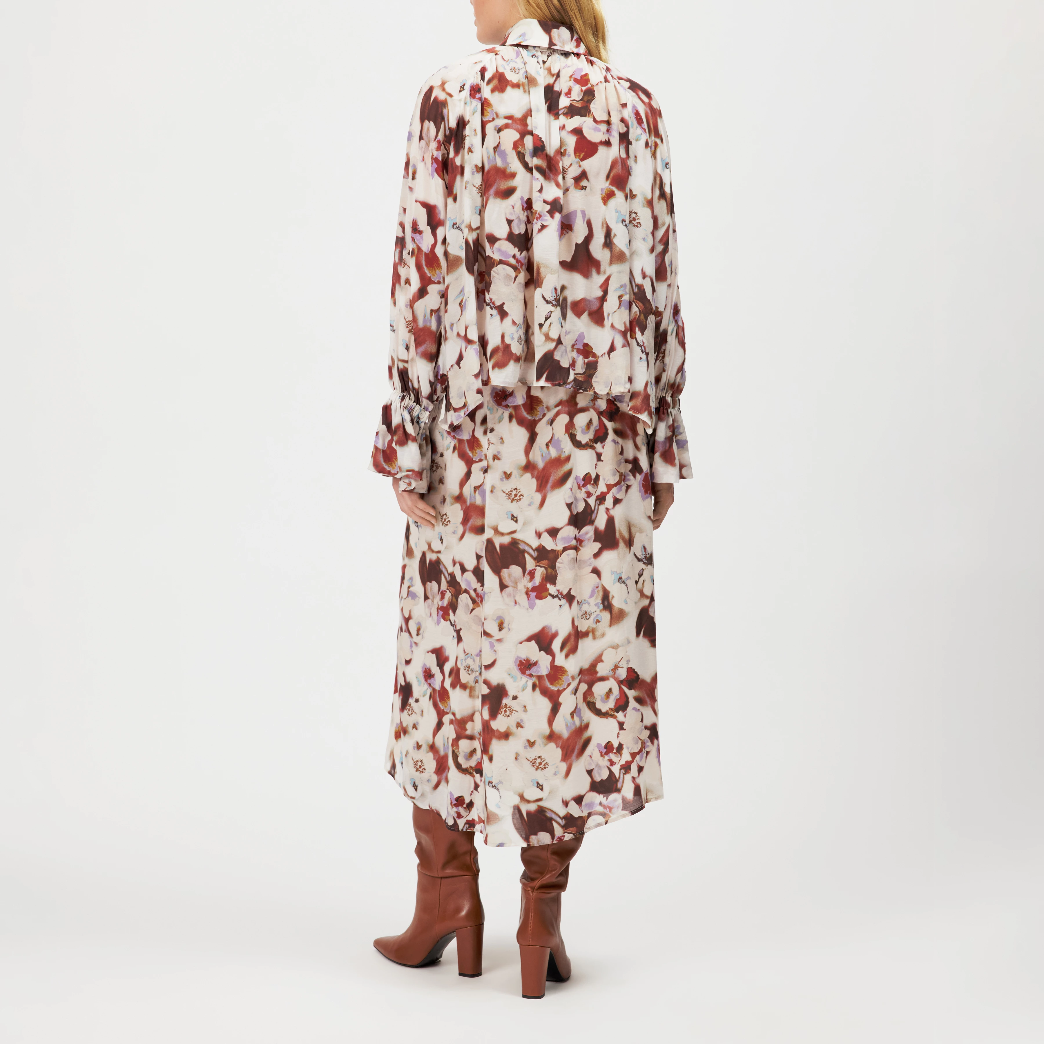 ELARIN - Jupe longue imprimée en Cupro-Modal - women - beige - Rückansicht
