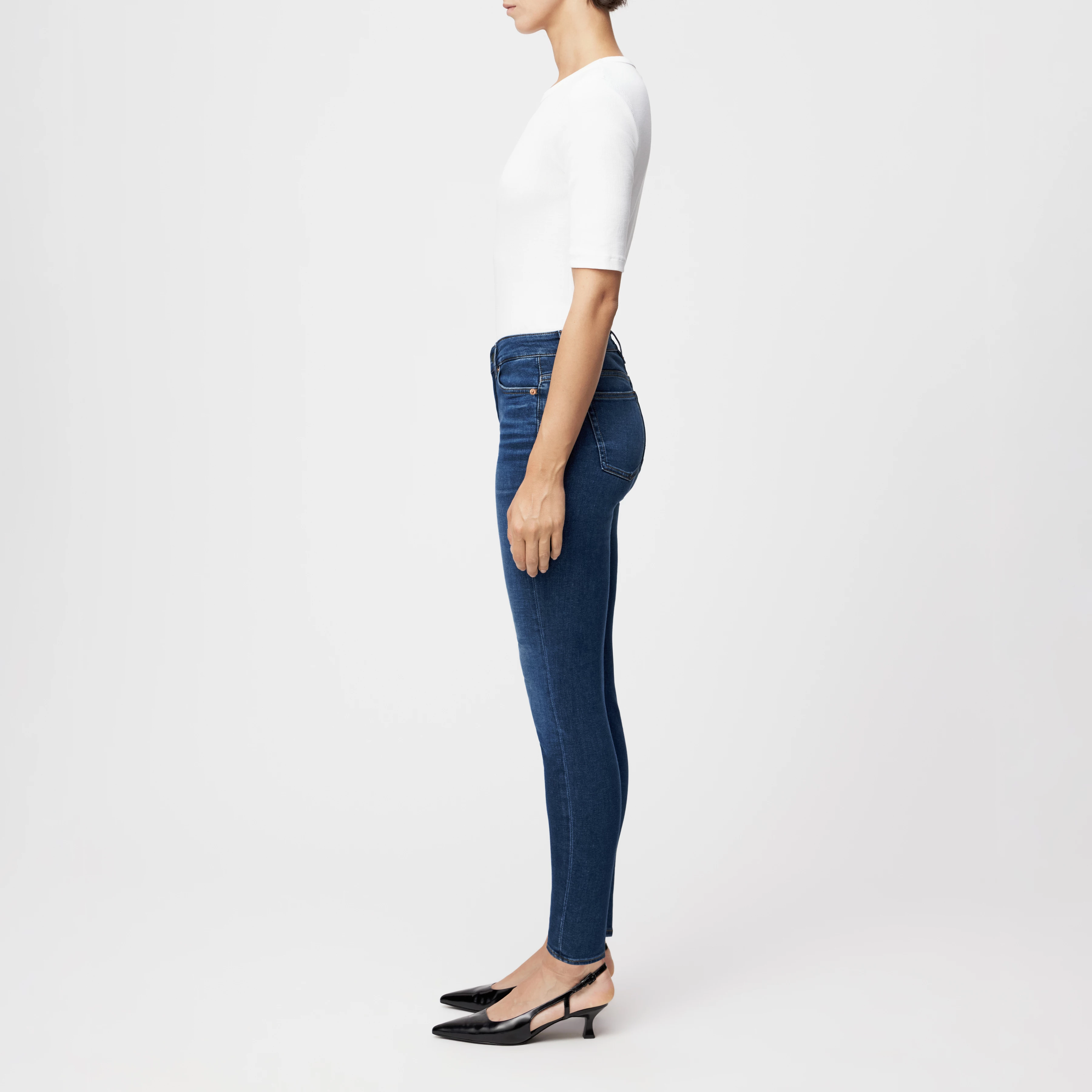NEED - Low-Waist Skinny Jeans in Blue Denim - Damen - blau - Seitenansicht