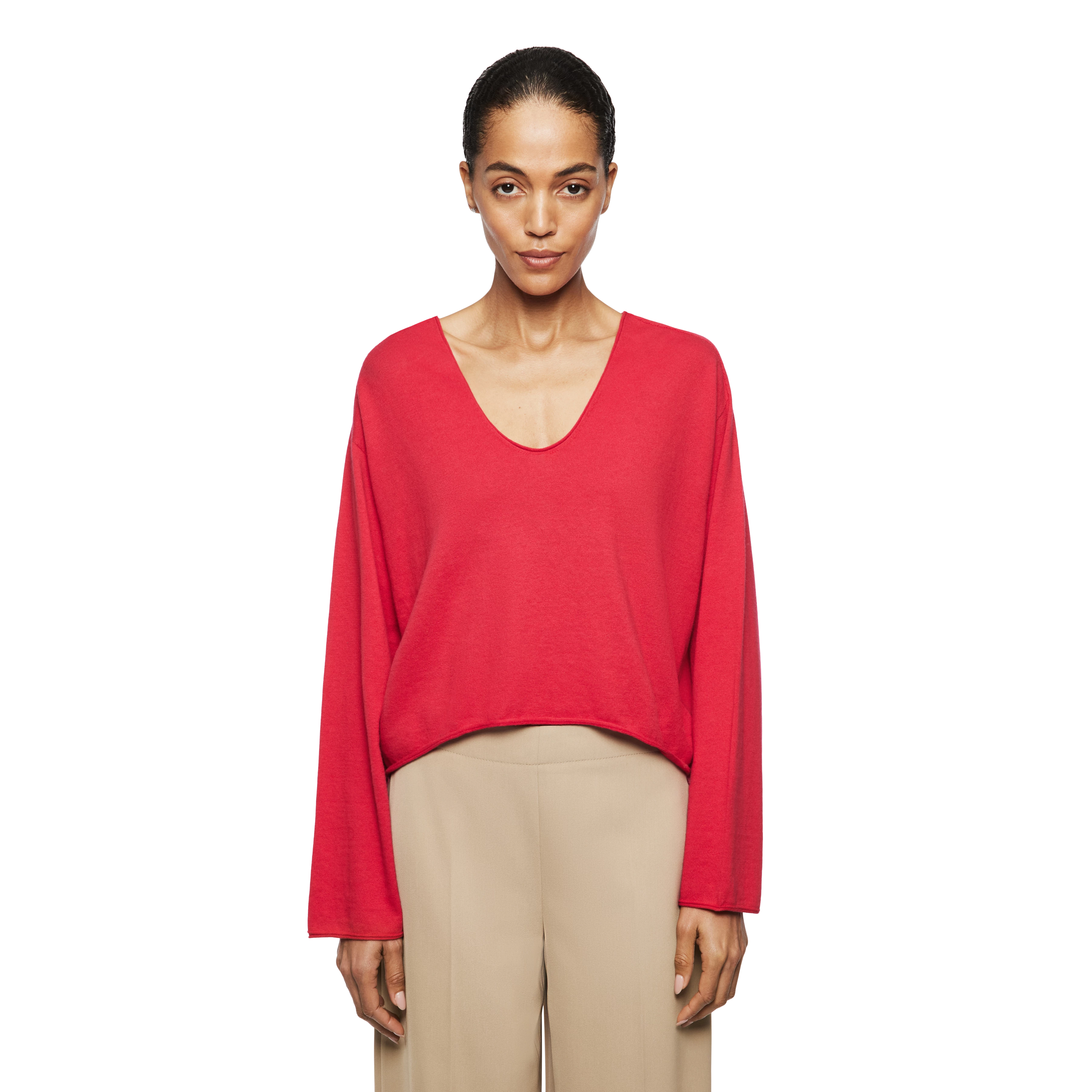 SOMAIJA - Oversized jumper in cotton-cashmere - women - red - Frontansicht