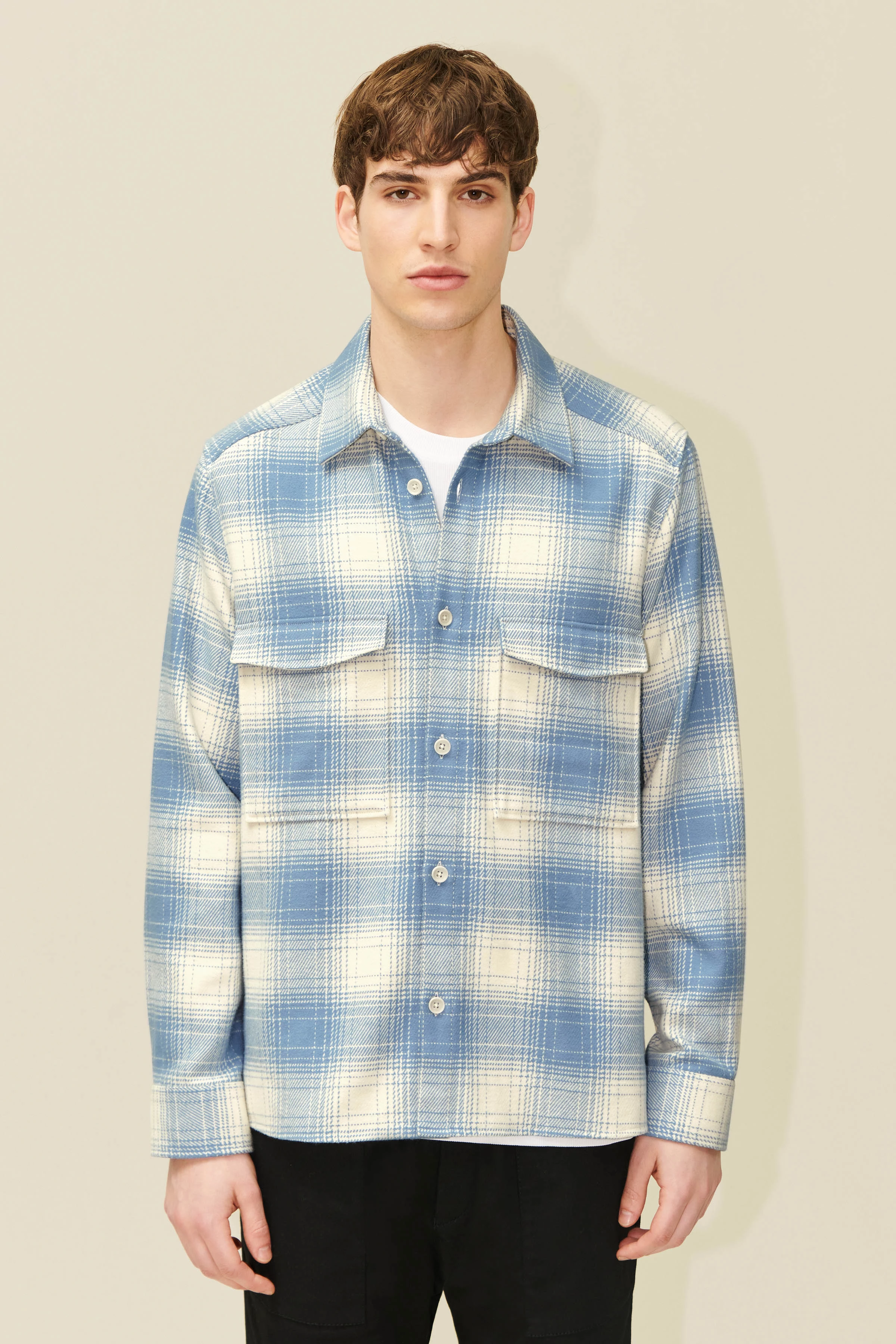 GUNRAY - Relaxed Fit Overshirt in heavy Flanell - Herren - blau - Frontansicht