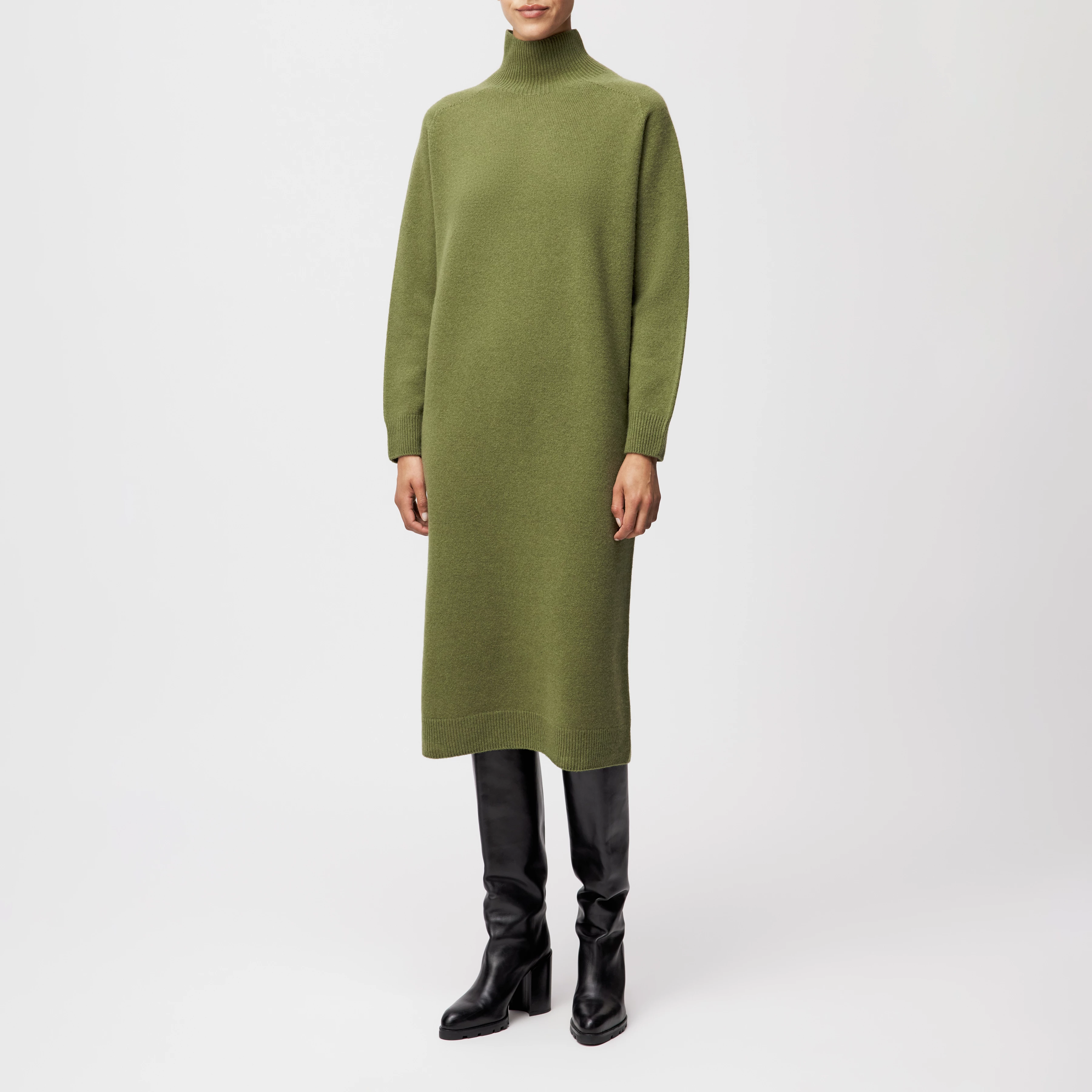 ALINOY - Strickkleid in Schurwolle - Damen - grün - Ganzkörper-Frontansicht