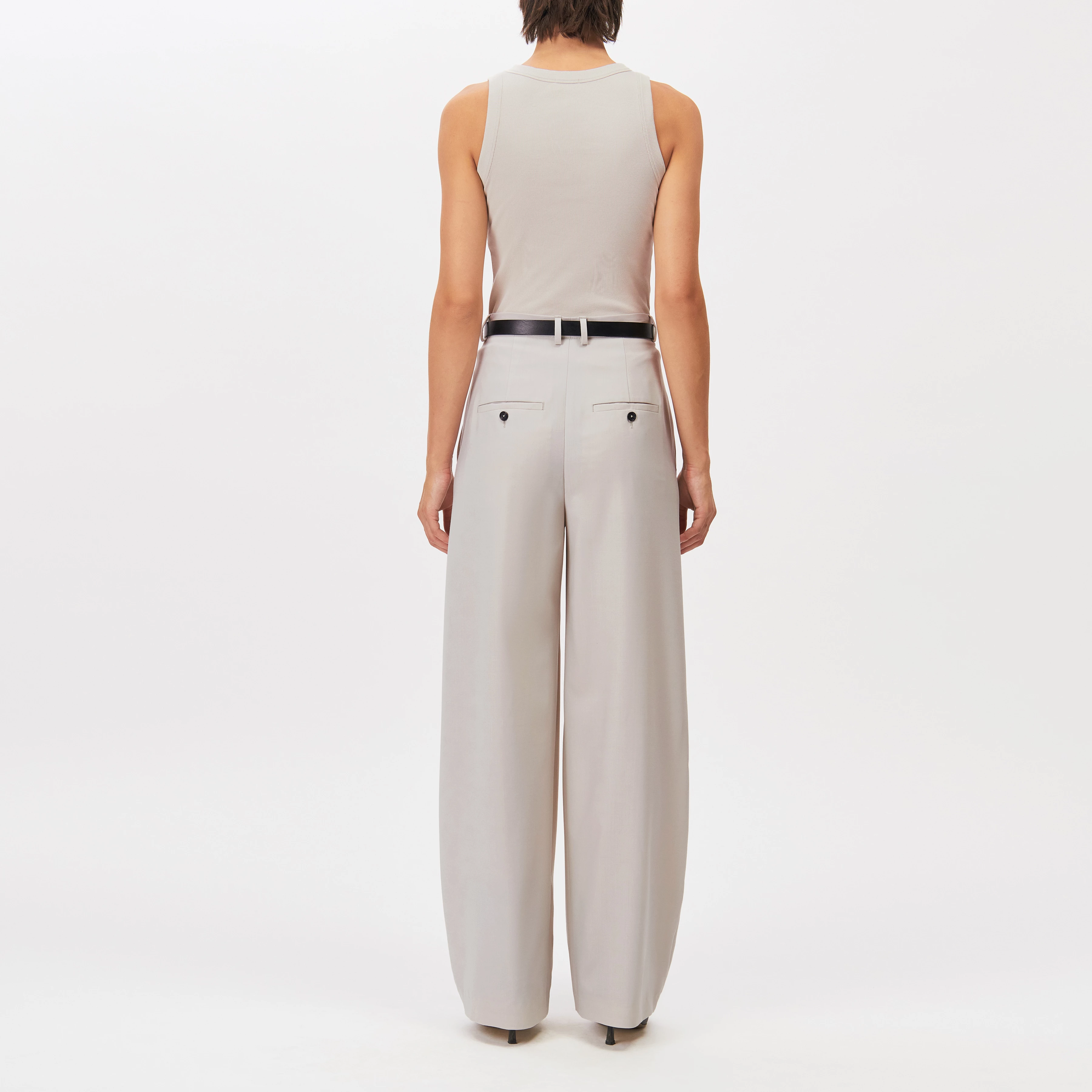 OLINA - Tanktop mit Rundhals in Baumwoll-Rippe - Damen - beige - Rückansicht
