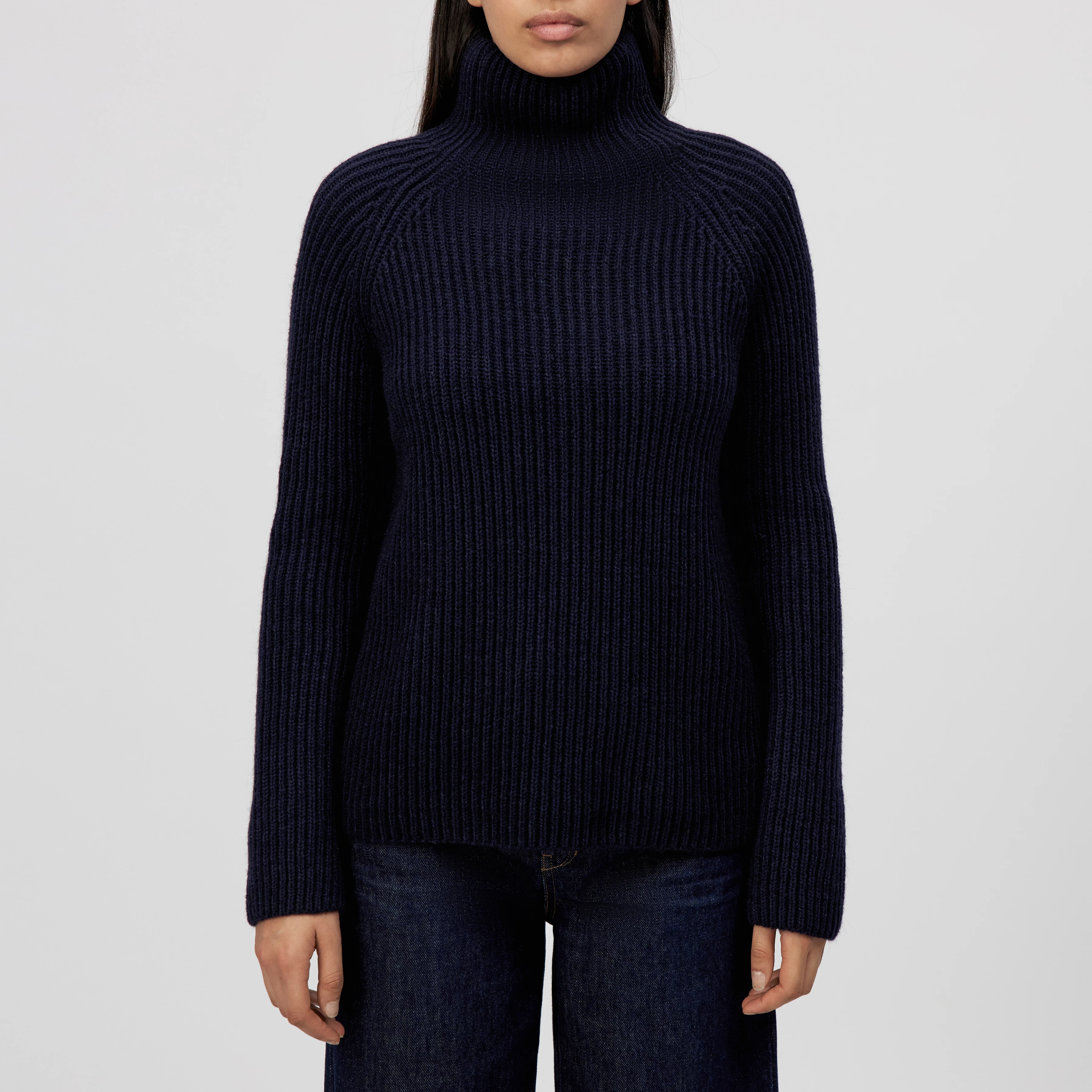 ARWEN - Turtleneck jumper in wool and alpaca blend - women - blue - Frontansicht