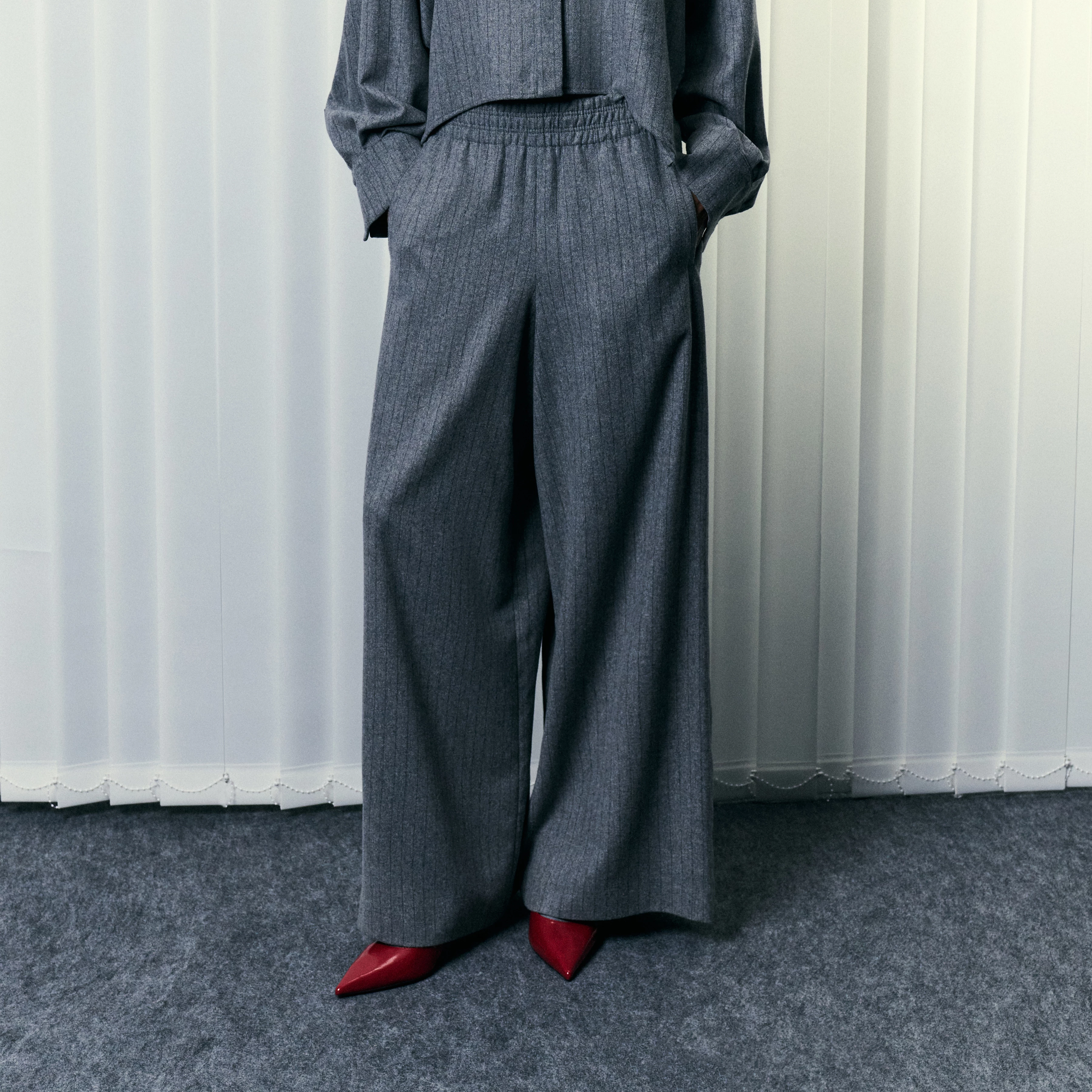 CEILING - Pantalon large en laine mélangée - women - gris