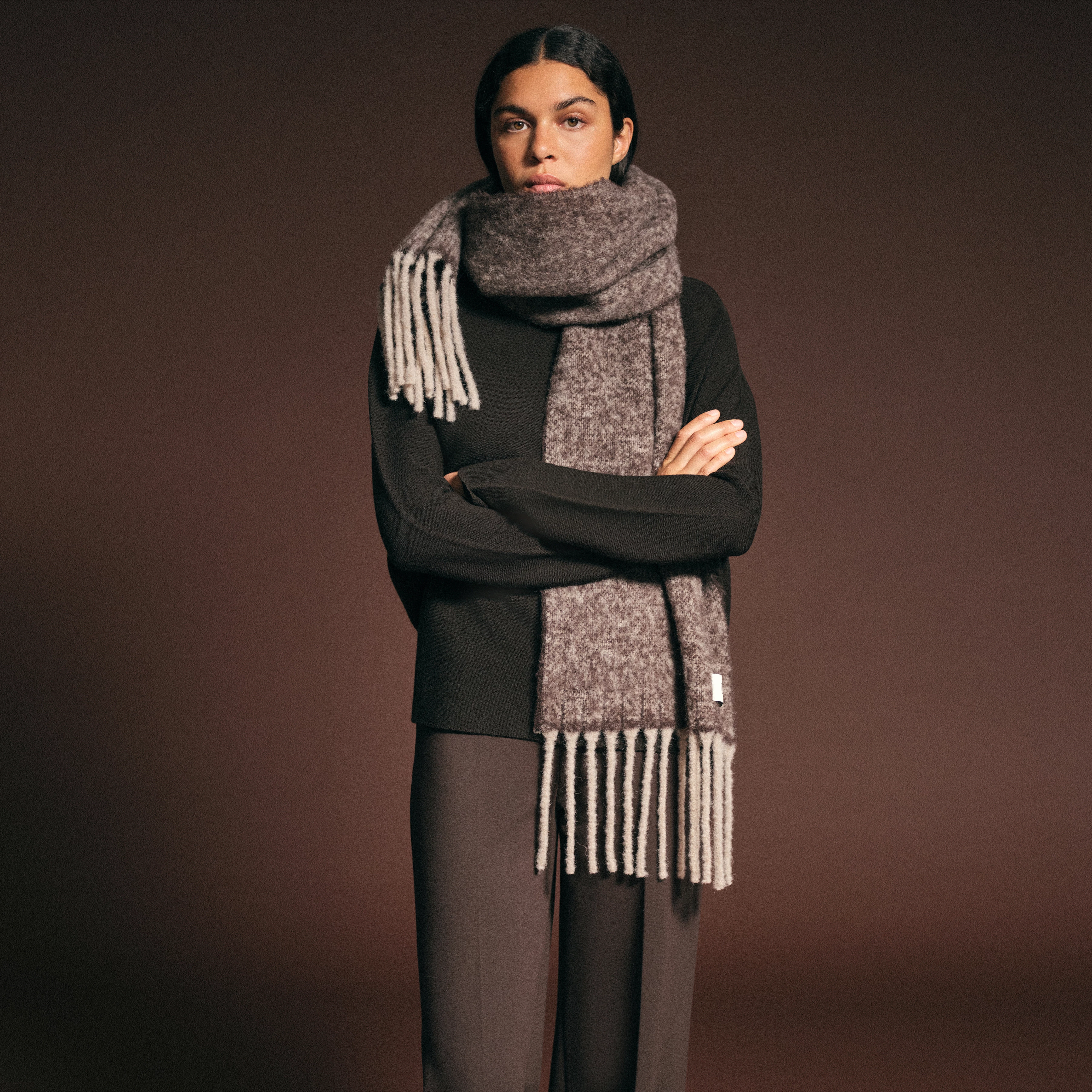 BEAUT - Schal in Woll-Mix - Unisex - braun