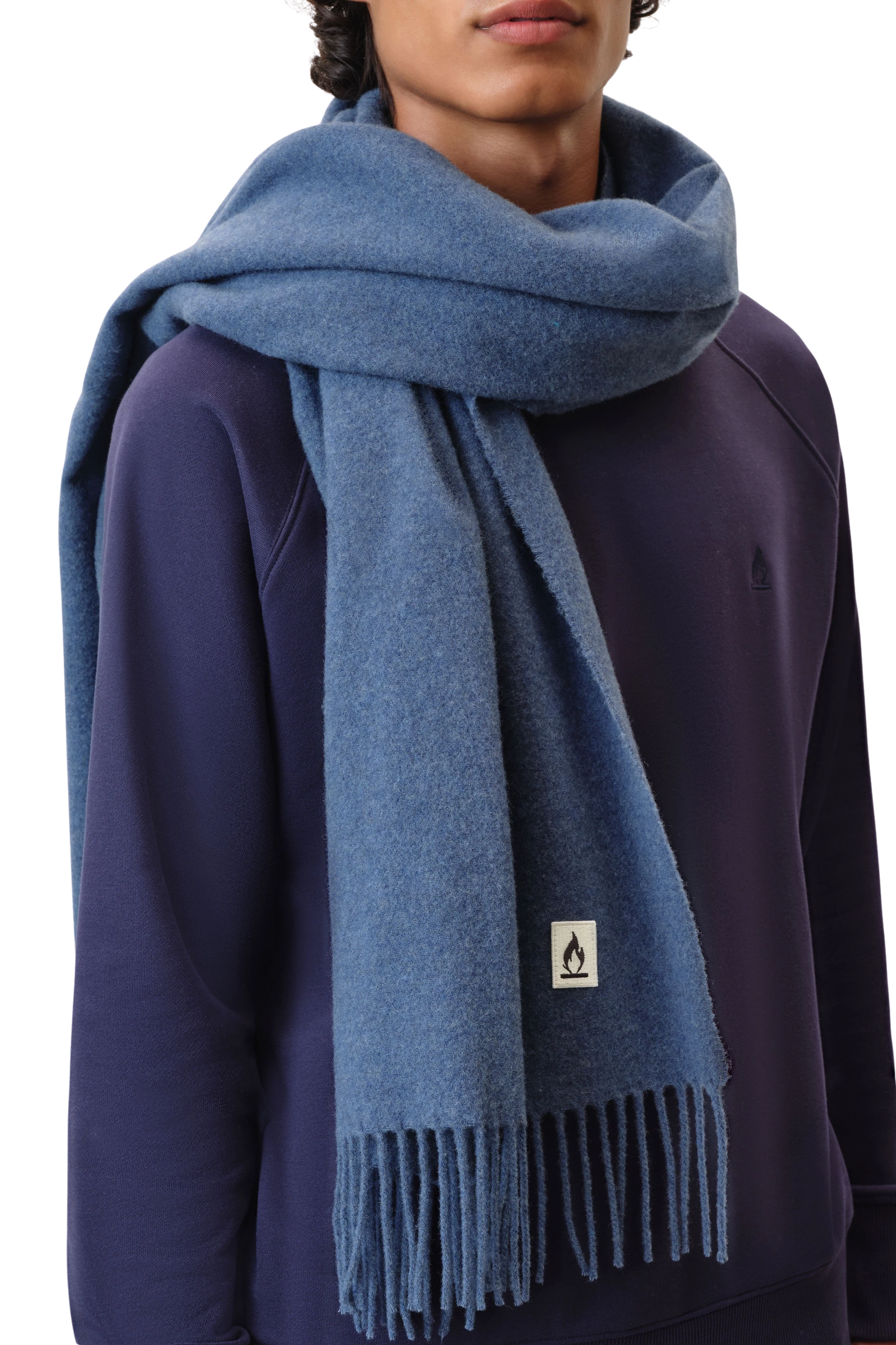 GAZE - Schal in reiner Wolle - Unisex - blau - Seitenansicht