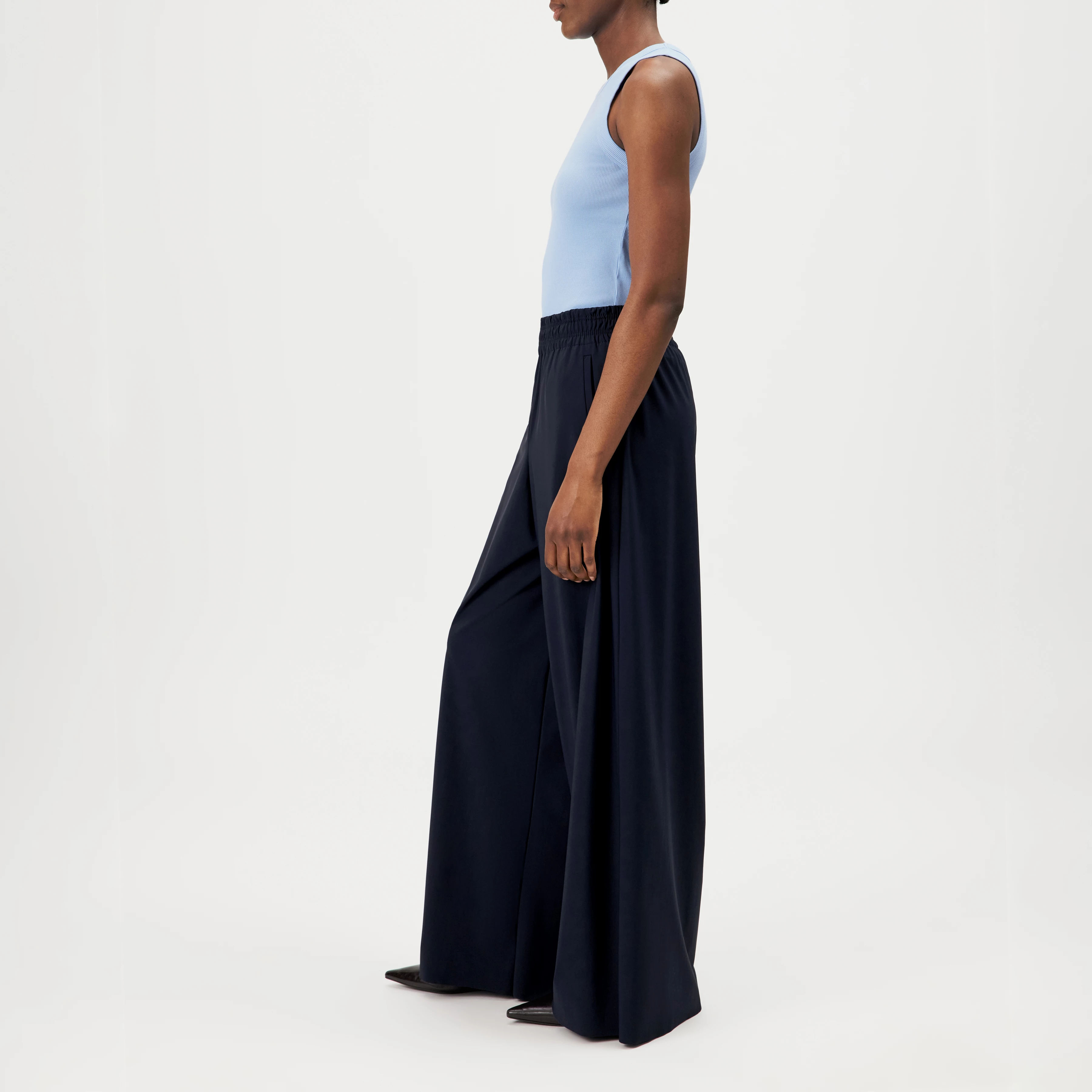 CEILING - Wide trousers in jersey - women - blue - Seitenansicht