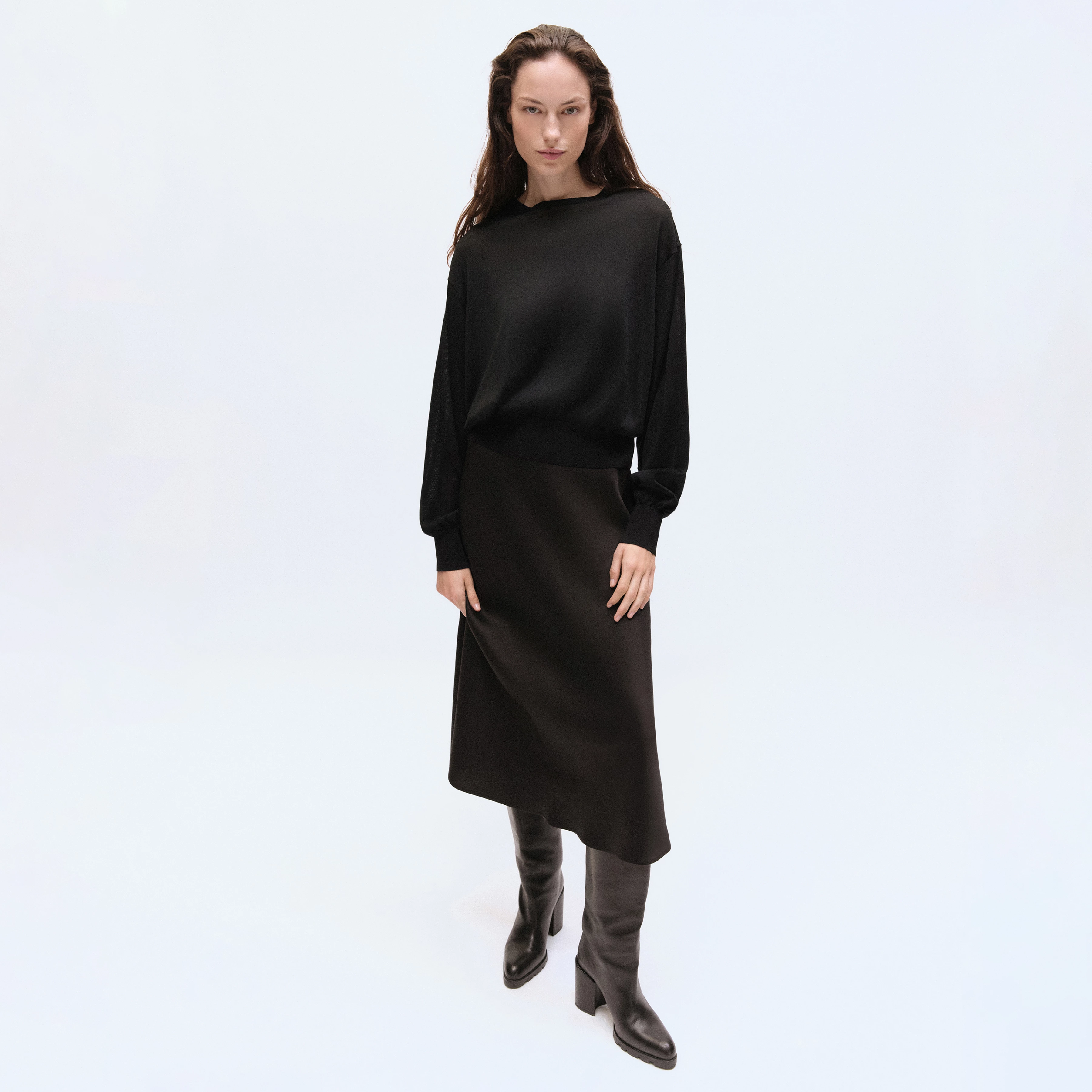 TALOMINA - Trui met ballonmouwen in luxe textuur - dames - zwart