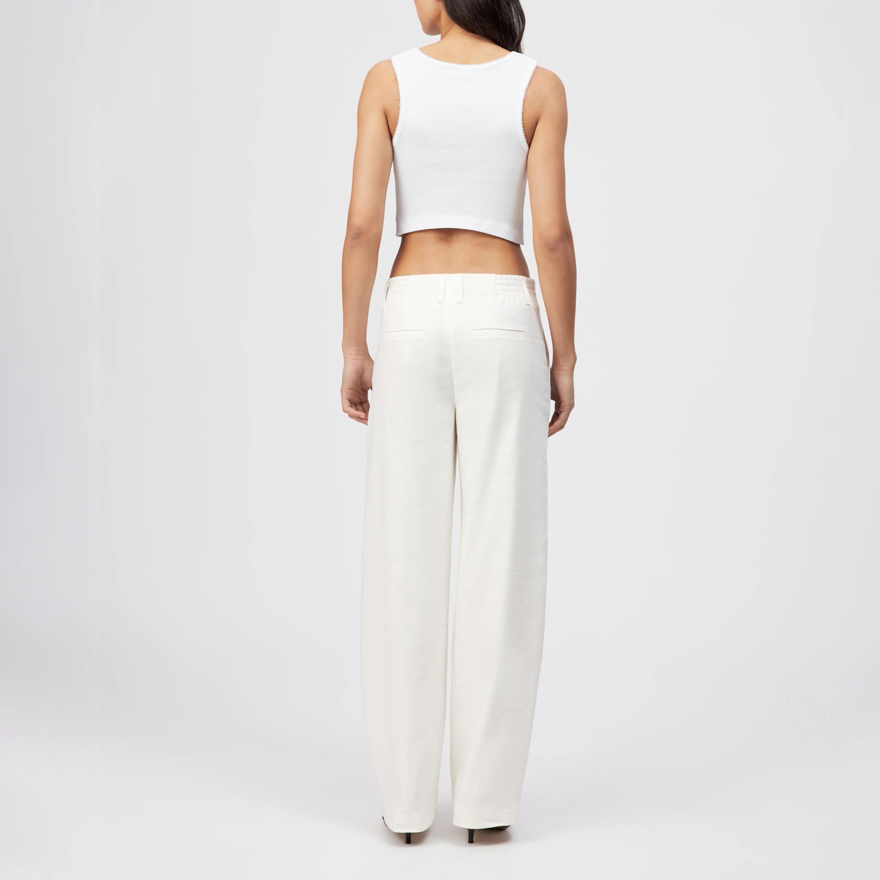 DUTIFUL - Wide trousers in linen blend - women - off white - Rückansicht