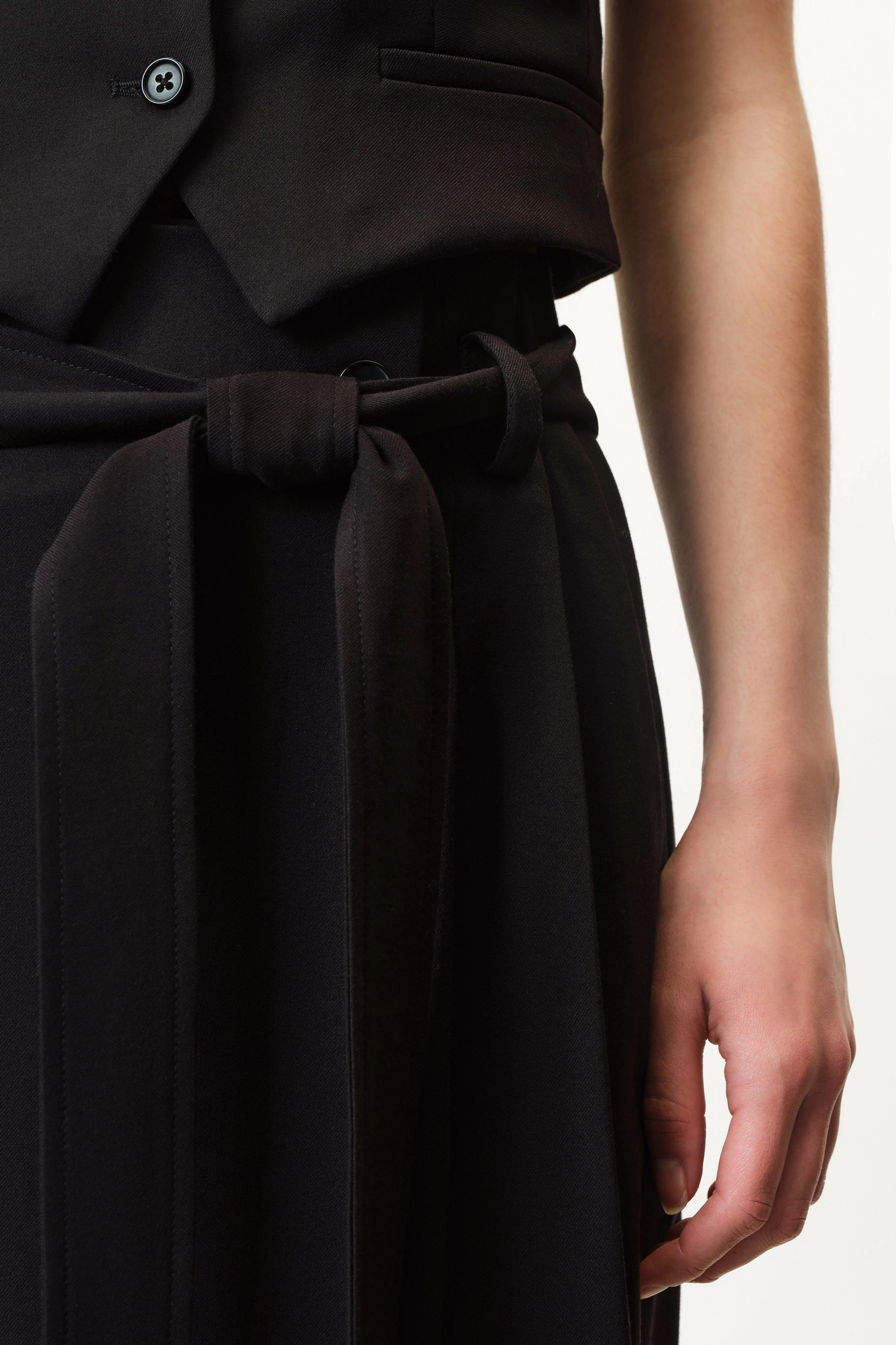 TAFFI - Wickelrock mit Paperbag-Bund aus Leinen-Viskose Mix - Damen - schwarz - Seitenansicht